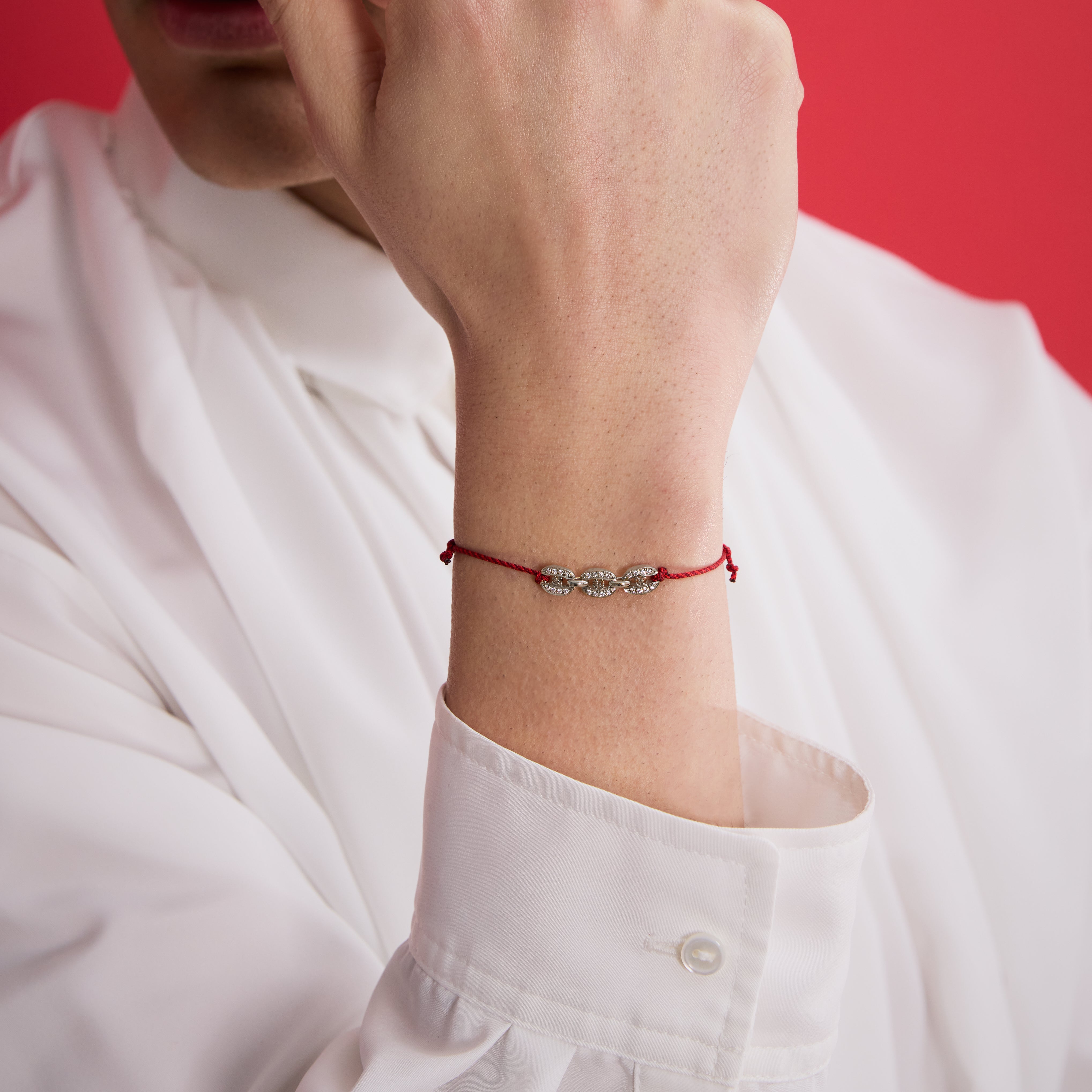 LINKS THREE LINKS SAMURAI BRAIDED CORD BRACELET(white gold with melee diamonds)