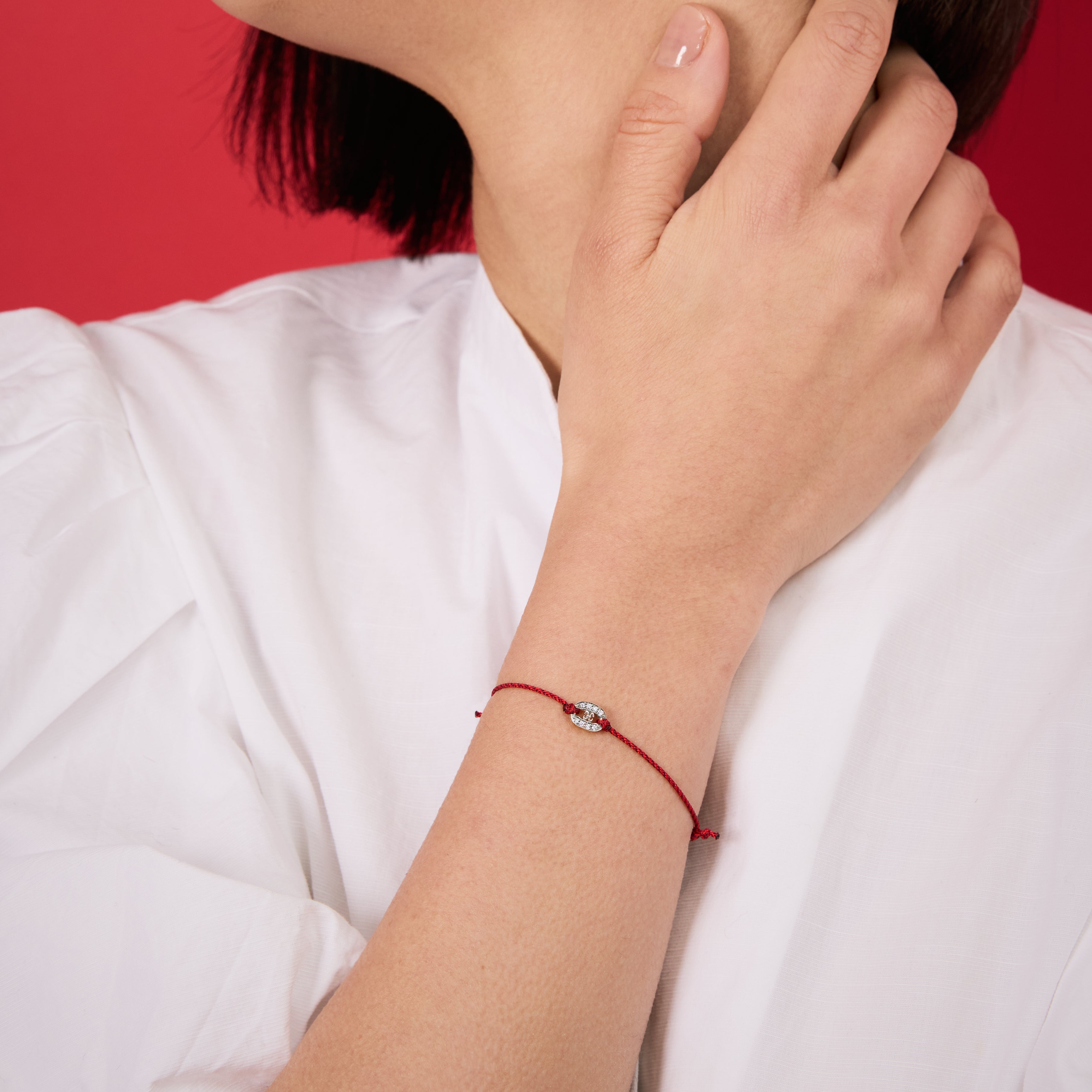 LINKS SAMURAI BRAIDED CORD BRACELET(white gold with melee diamonds)