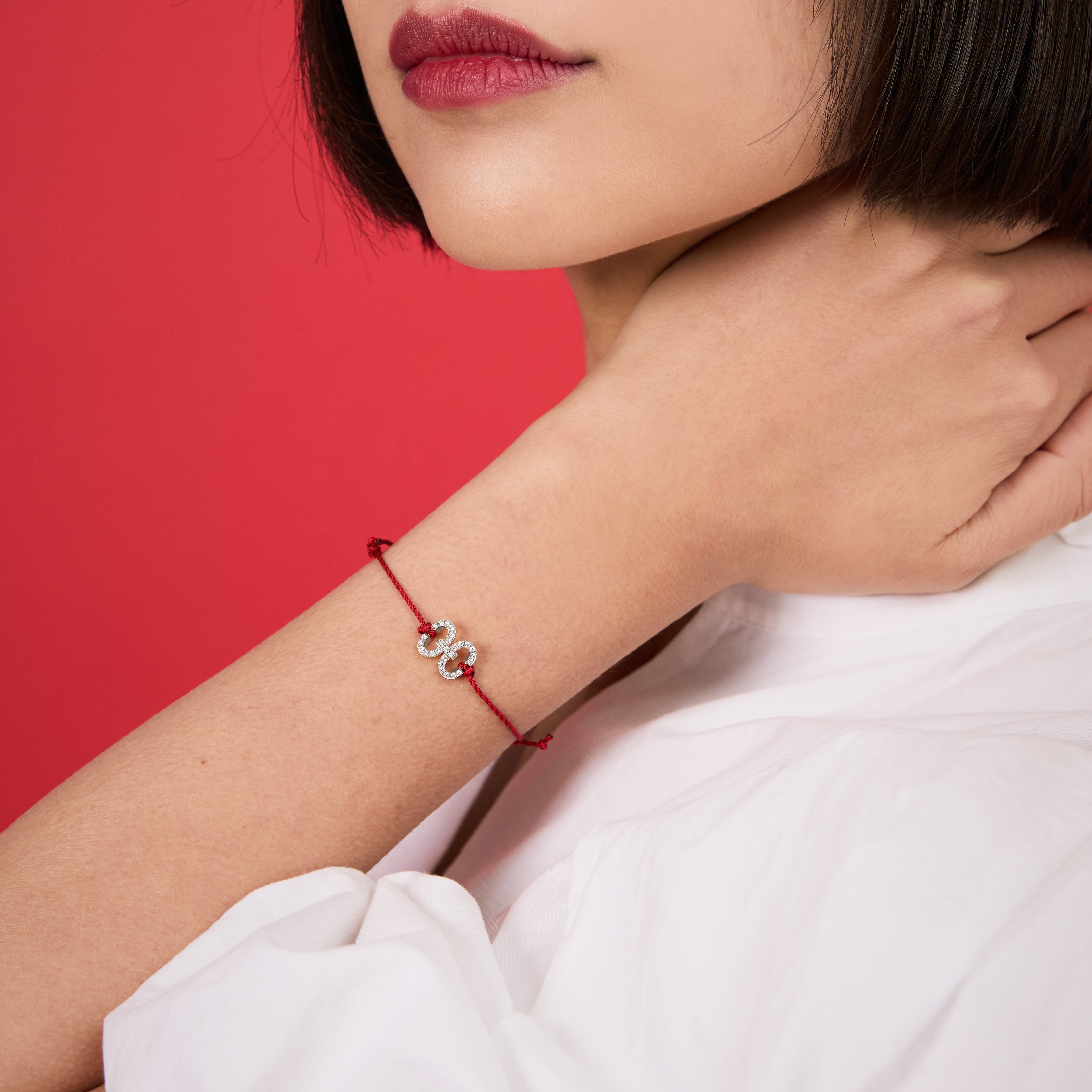Harmony Iconic Samurai Braided Cord Bracelet (white gold with melee diamonds)