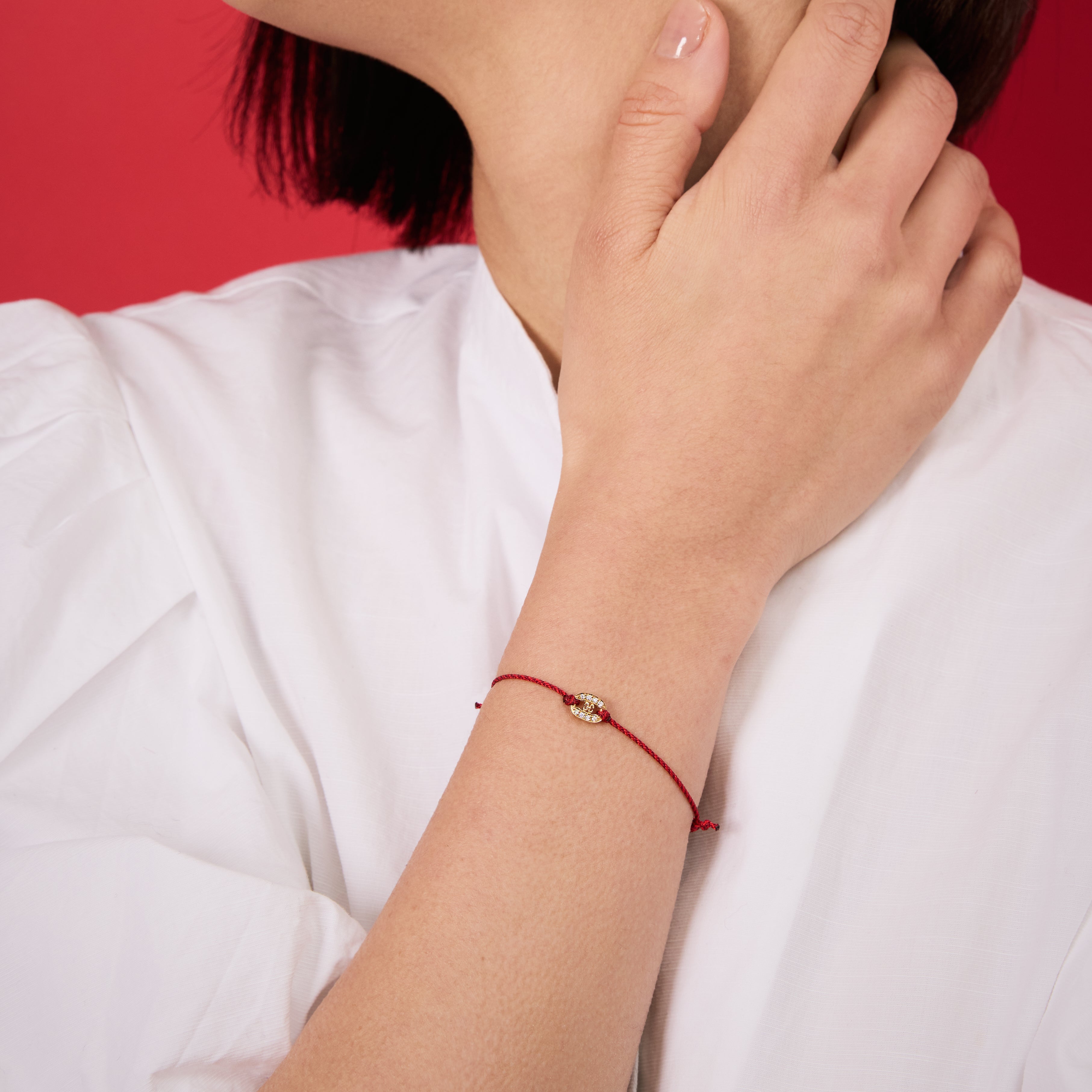 LINKS SAMURAI BRAIDED CORD BRACELET(yellow gold with melee diamonds)