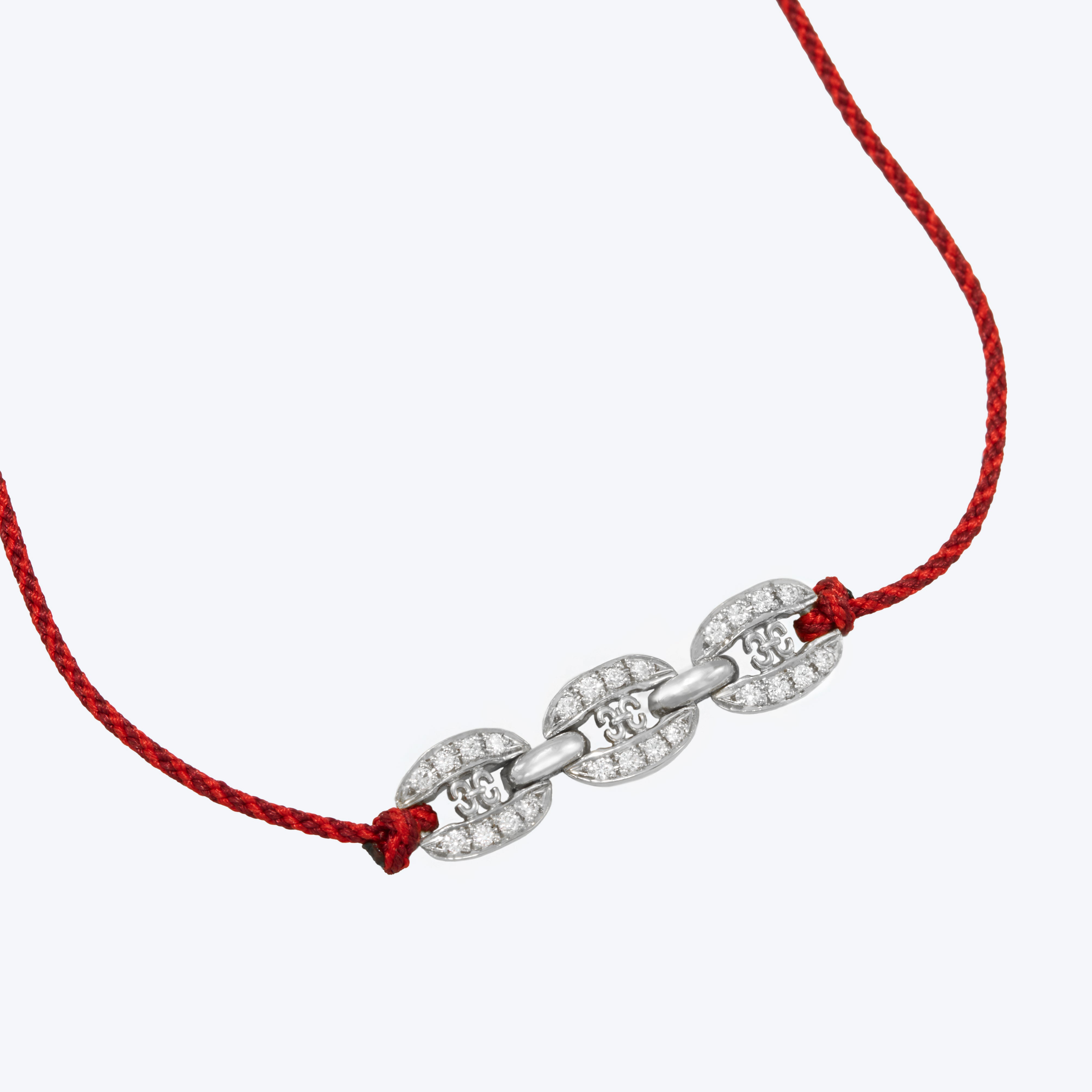 LINKS THREE LINKS SAMURAI BRAIDED CORD BRACELET(white gold with melee diamonds)