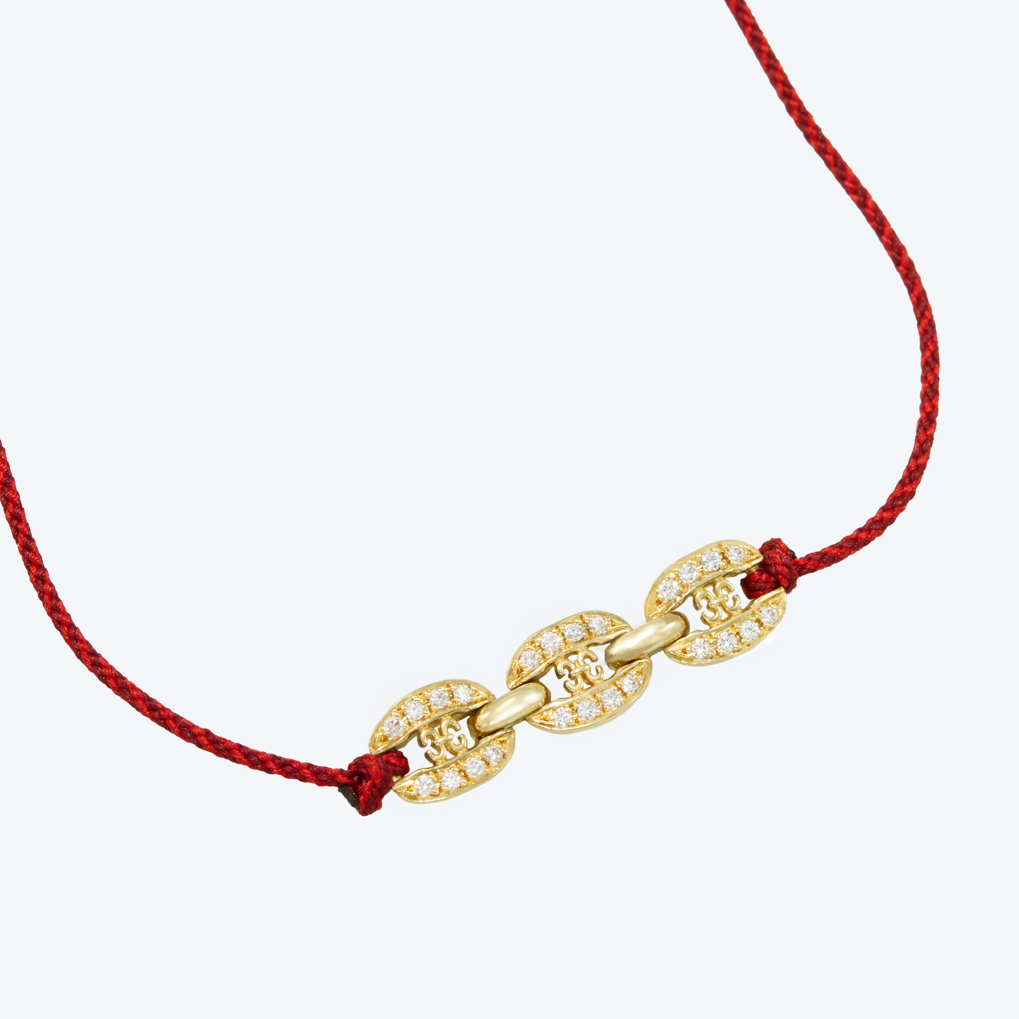 LINKS THREE LINKS SAMURAI BRAIDED CORD BRACELET(yellow gold with melee diamonds)