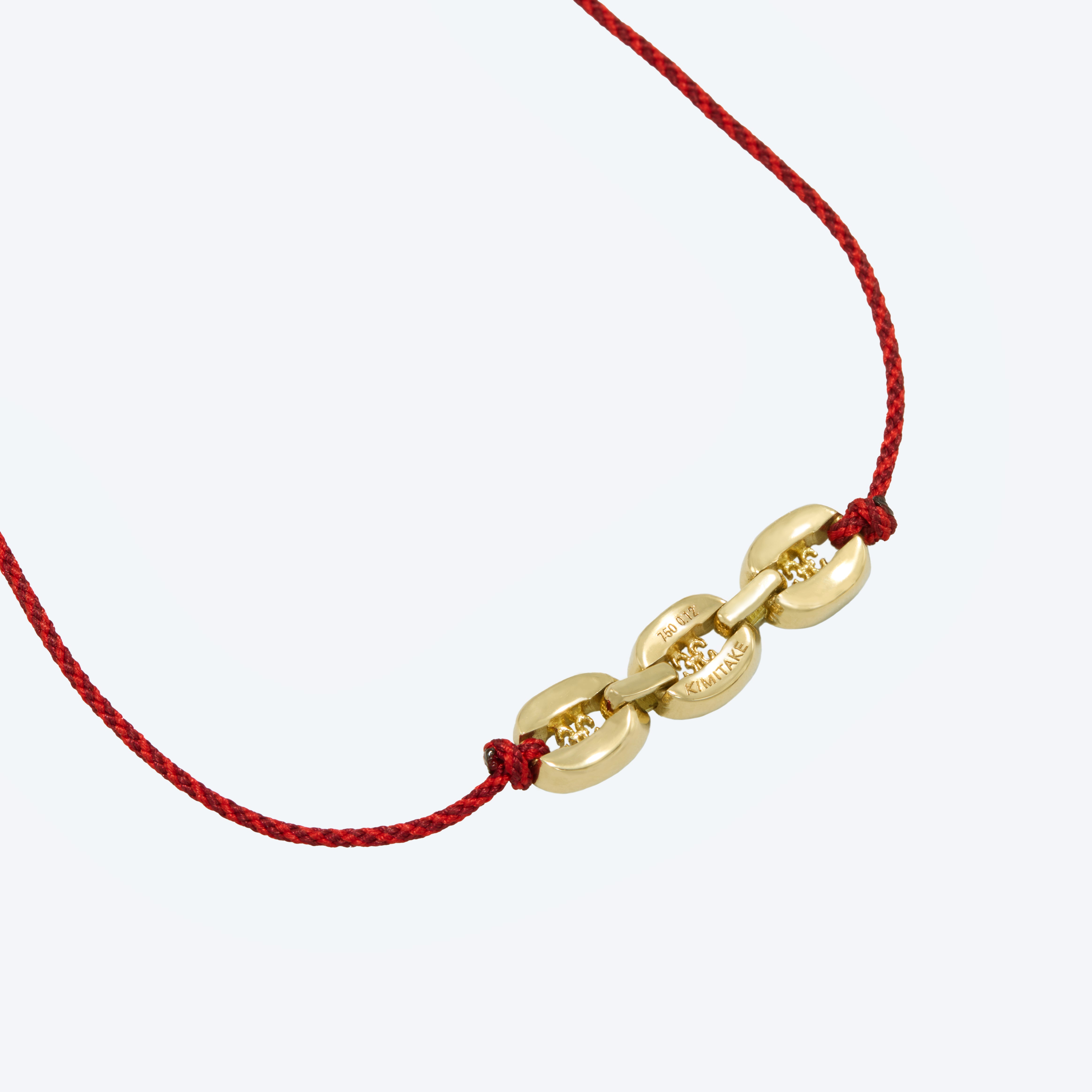 LINKS THREE LINKS SAMURAI BRAIDED CORD BRACELET(yellow gold with melee diamonds)