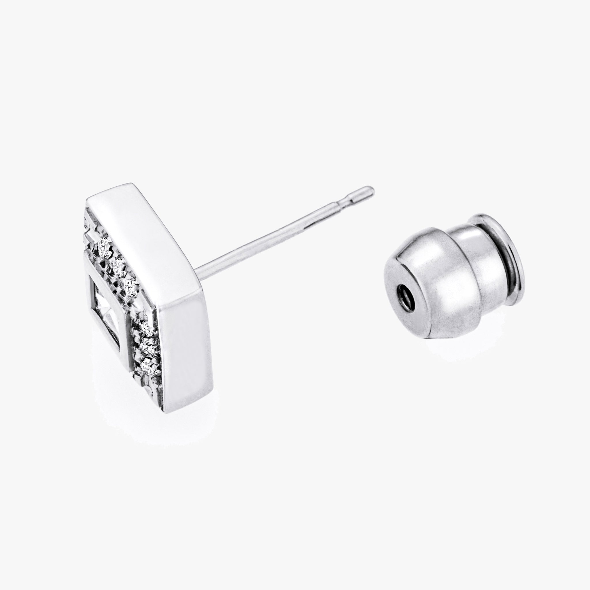 Adeve Square Earring M (white gold with melee diamonds)