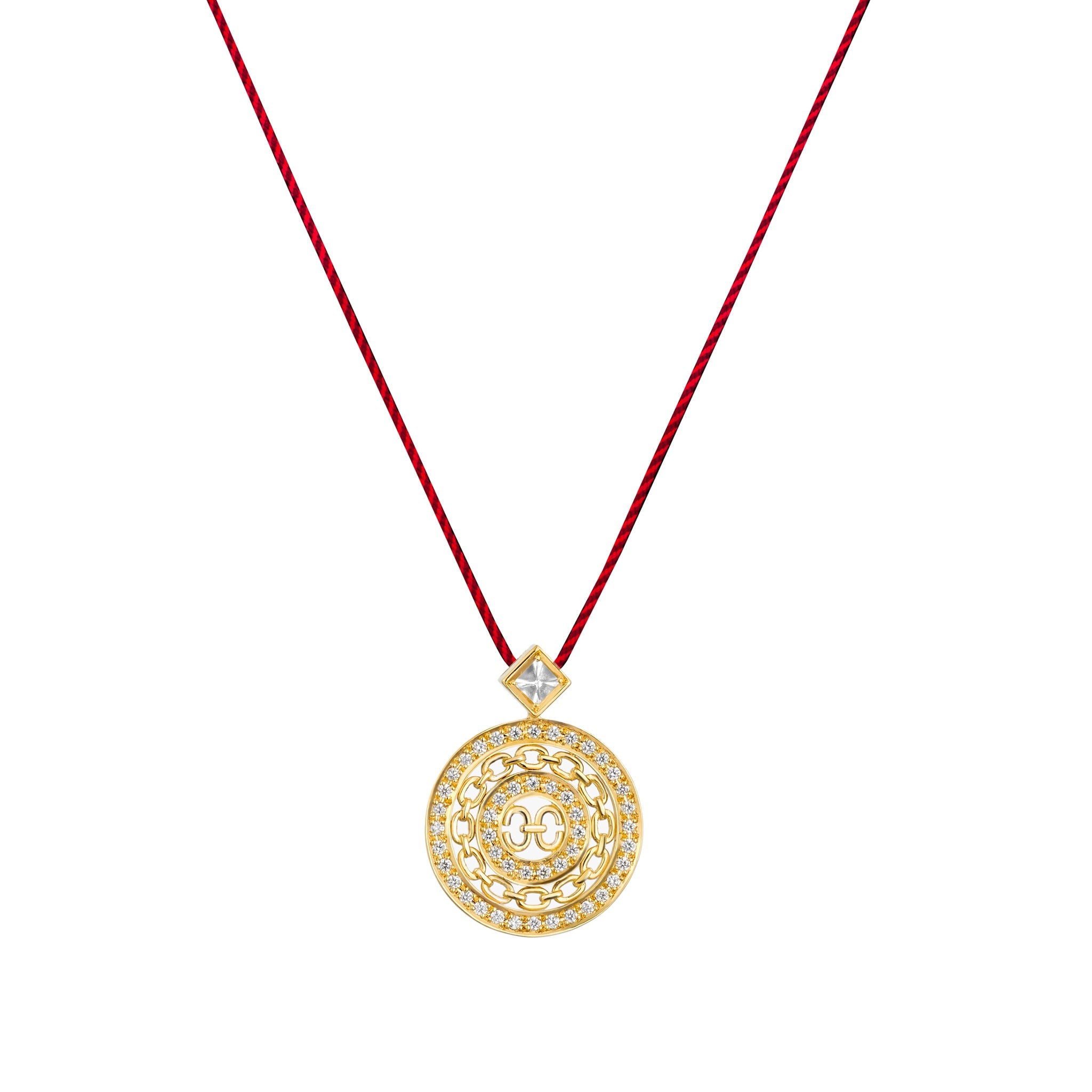 Adeve Links Timeless Samurai Braided Cord Necklace (yellow gold with melee diamonds)