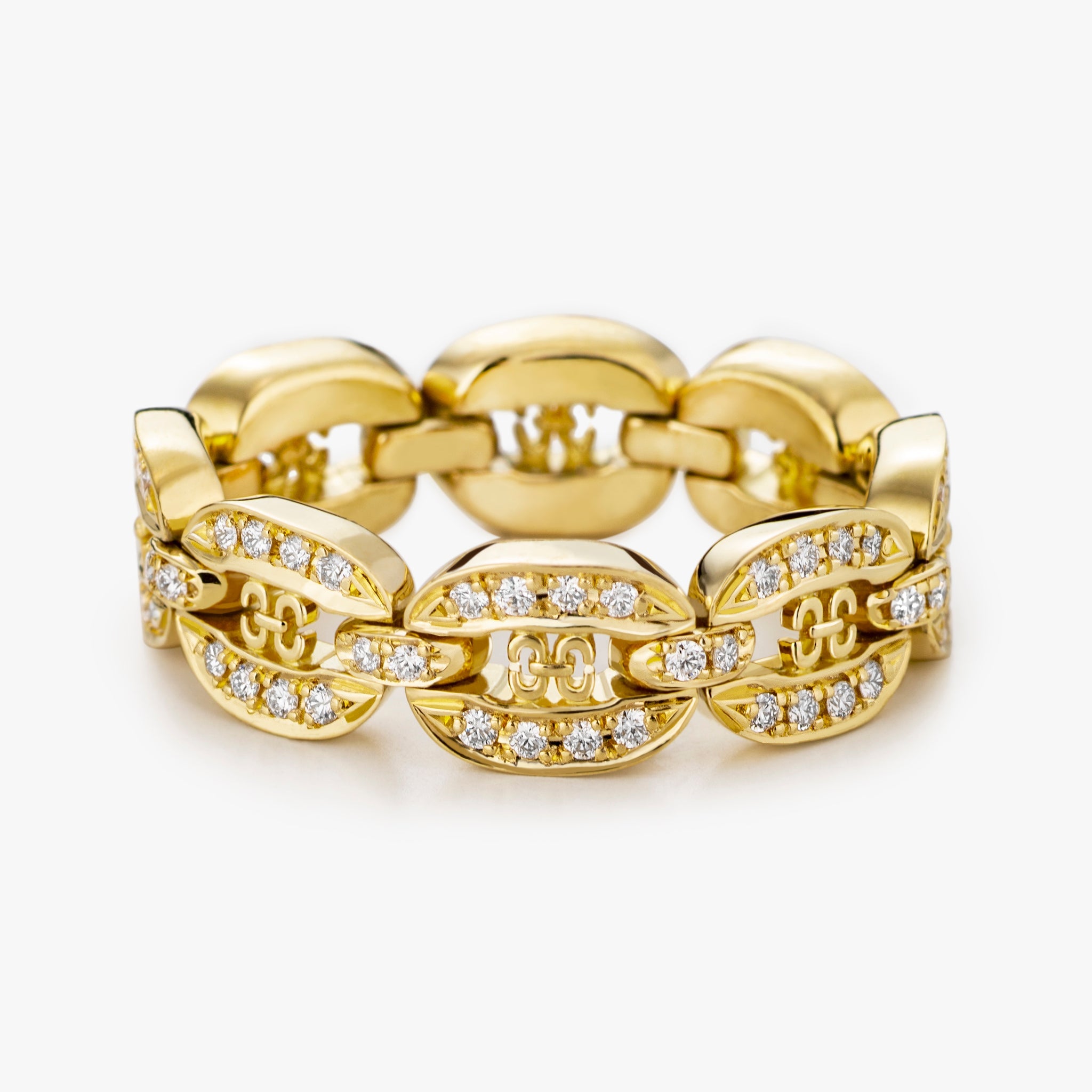 Links Chain Ring (yellow gold with diamonds)