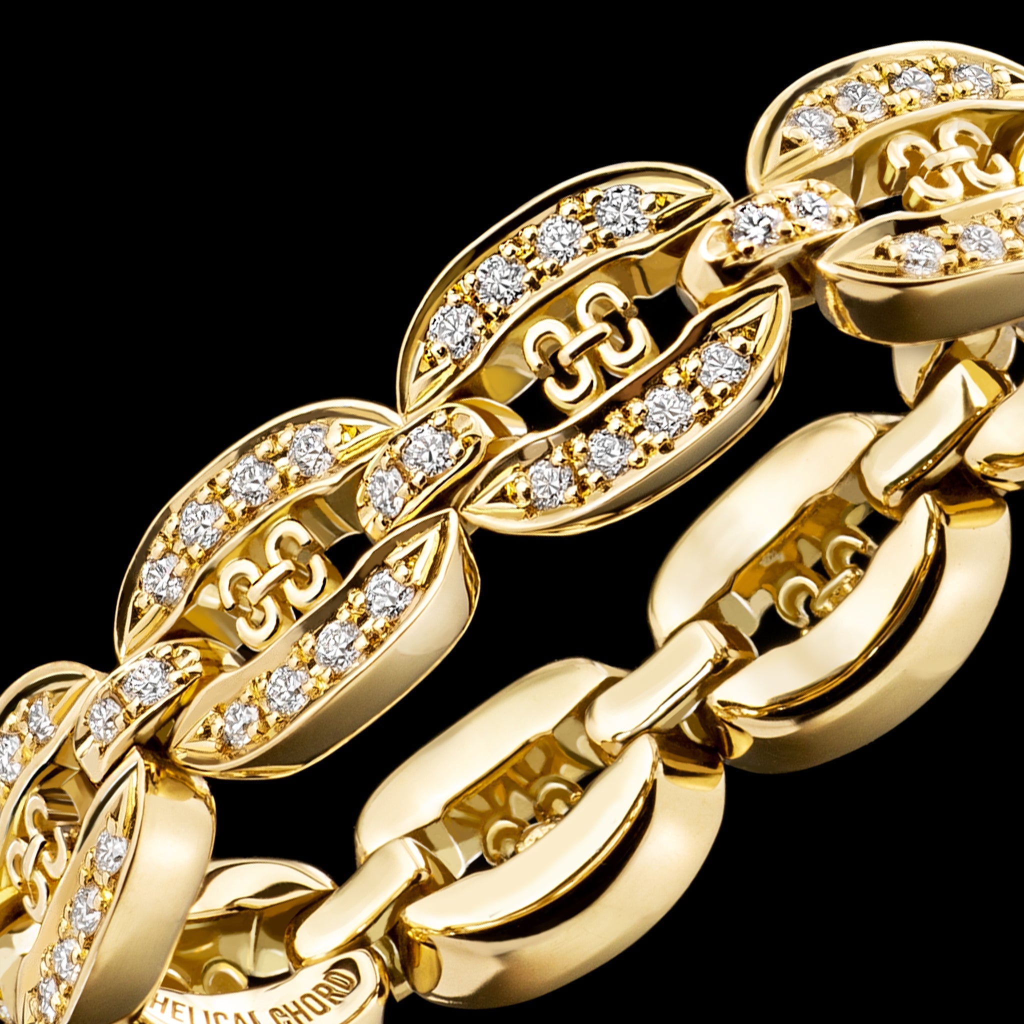 Links Chain Ring (yellow gold with diamonds)