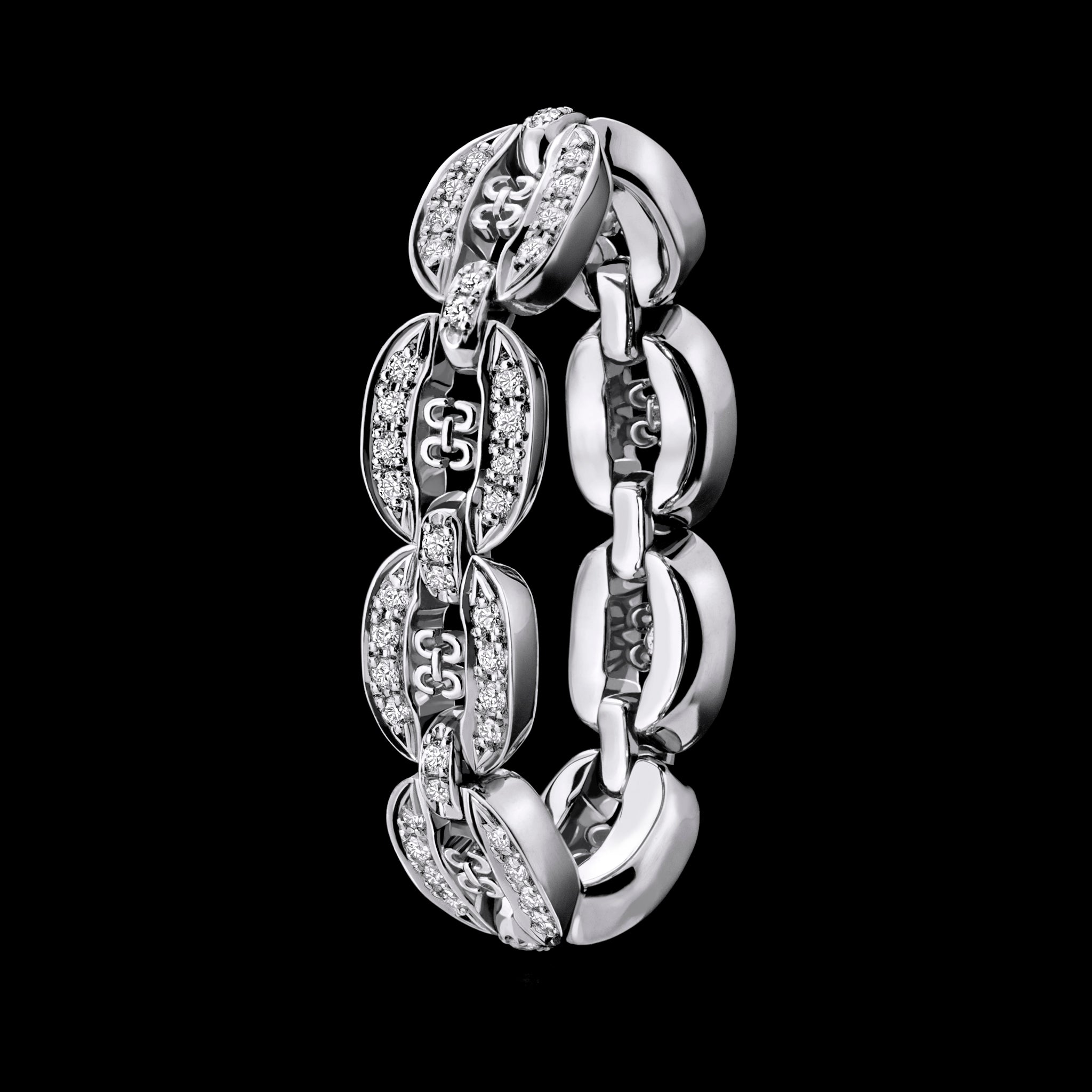 Links Chain Ring (white gold with diamonds)
