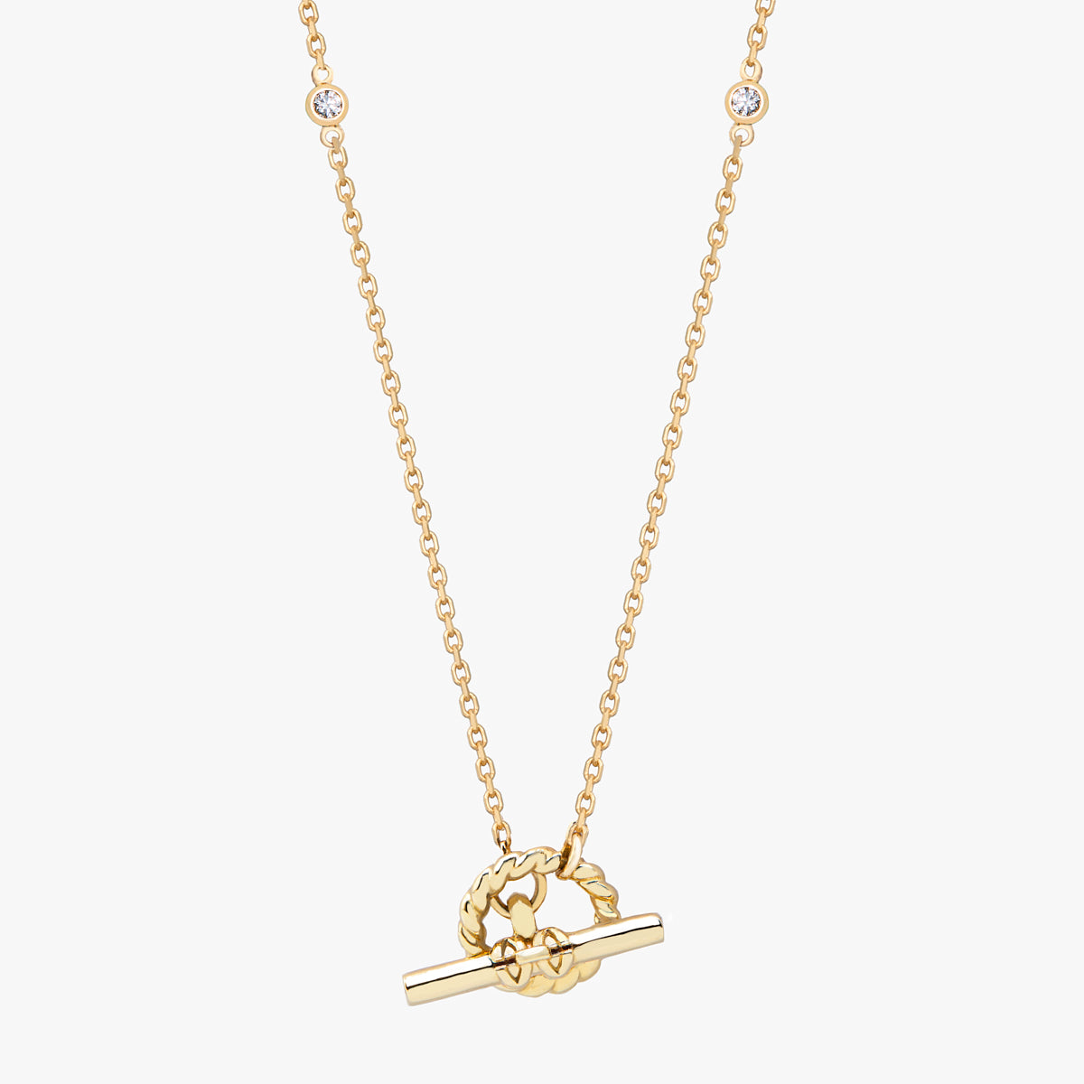 Harmony T-Bar Necklace (yellow gold with melee diamonds)
