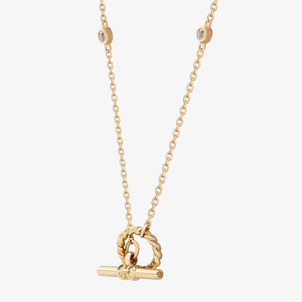 Harmony T-Bar Necklace (yellow gold with melee diamonds)