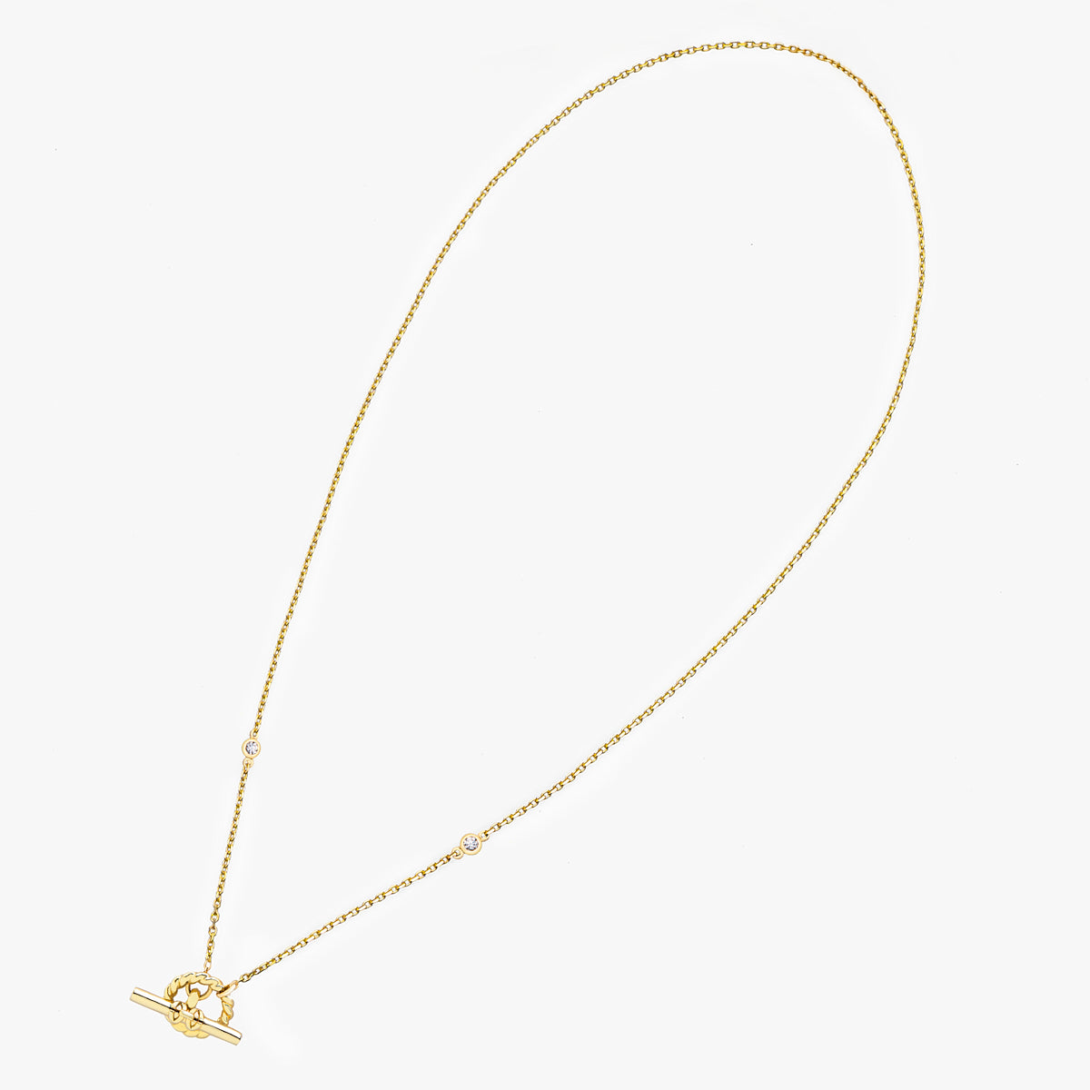 Harmony T-Bar Necklace (yellow gold with melee diamonds)