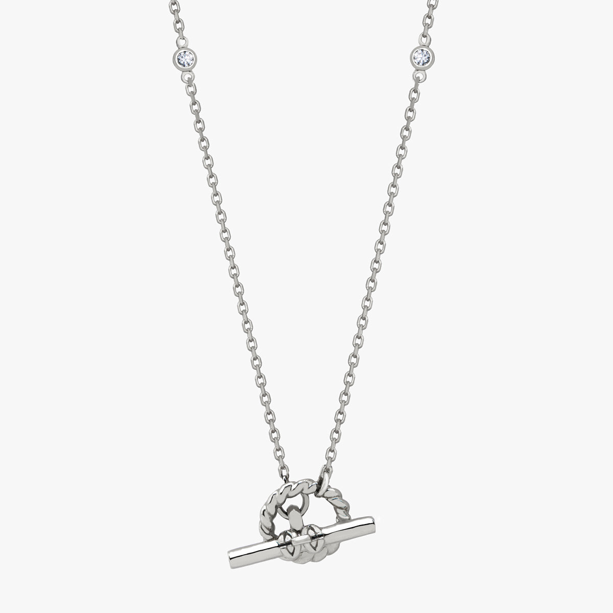 Harmony T-Bar Necklace (white gold with melee diamonds)