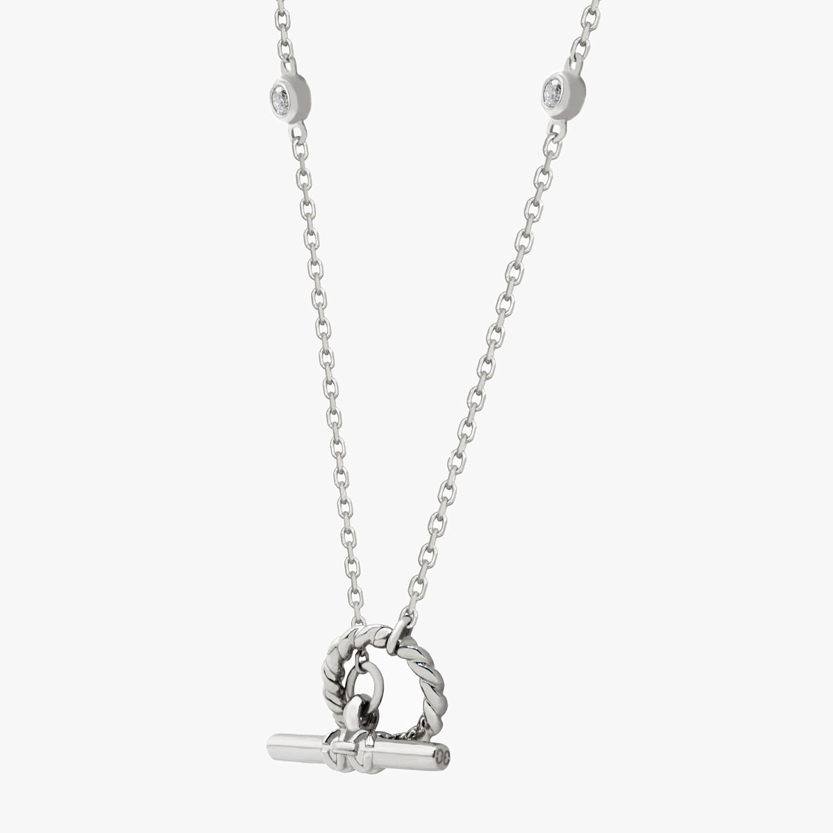 Harmony T-Bar Necklace (white gold with melee diamonds)