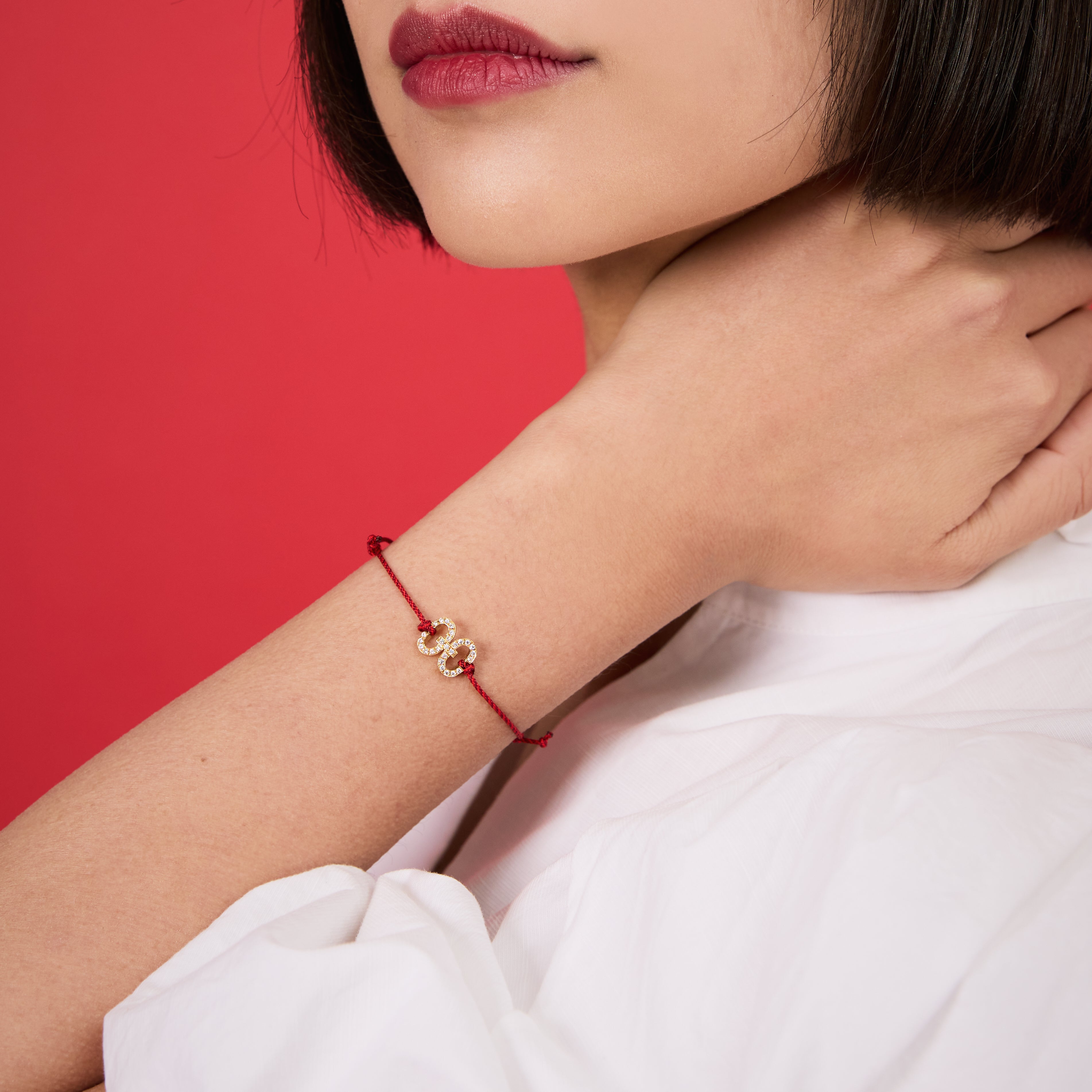Harmony Iconic Samurai Braided Cord Bracelet (yellow gold with melee diamonds)