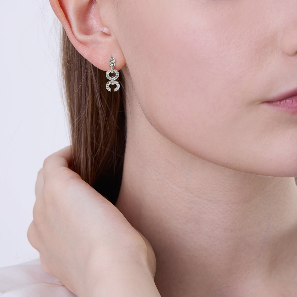 Links Large HC Logo Earring (white gold with melee diamonds)