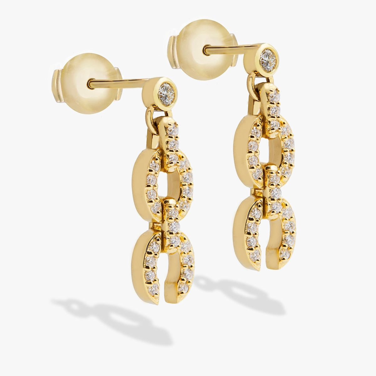 Links Small HC Logo Earring (yellow gold with melee diamonds)