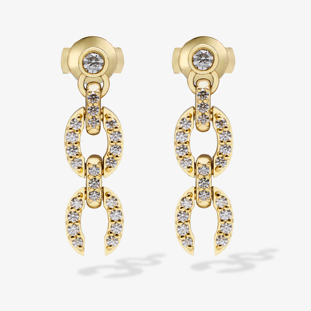 Links Small HC Logo Earring (yellow gold with melee diamonds)