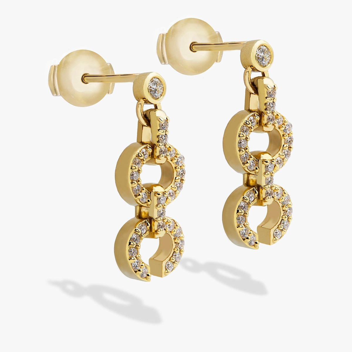 Links Large HC Logo Earring (yellow gold with melee diamonds)
