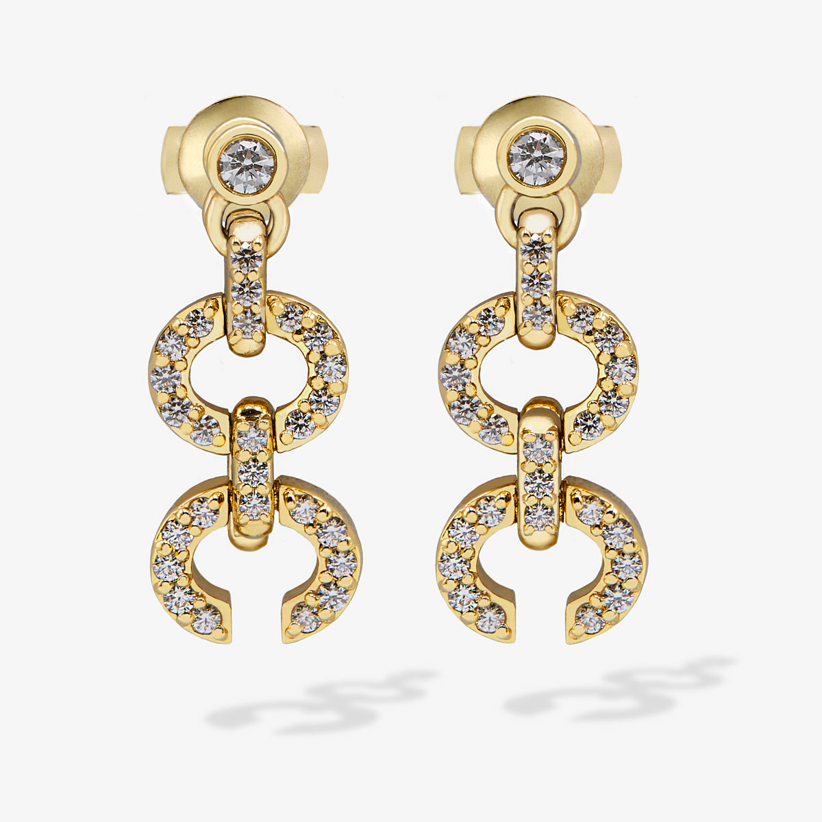 Links Large HC Logo Earring (yellow gold with melee diamonds)