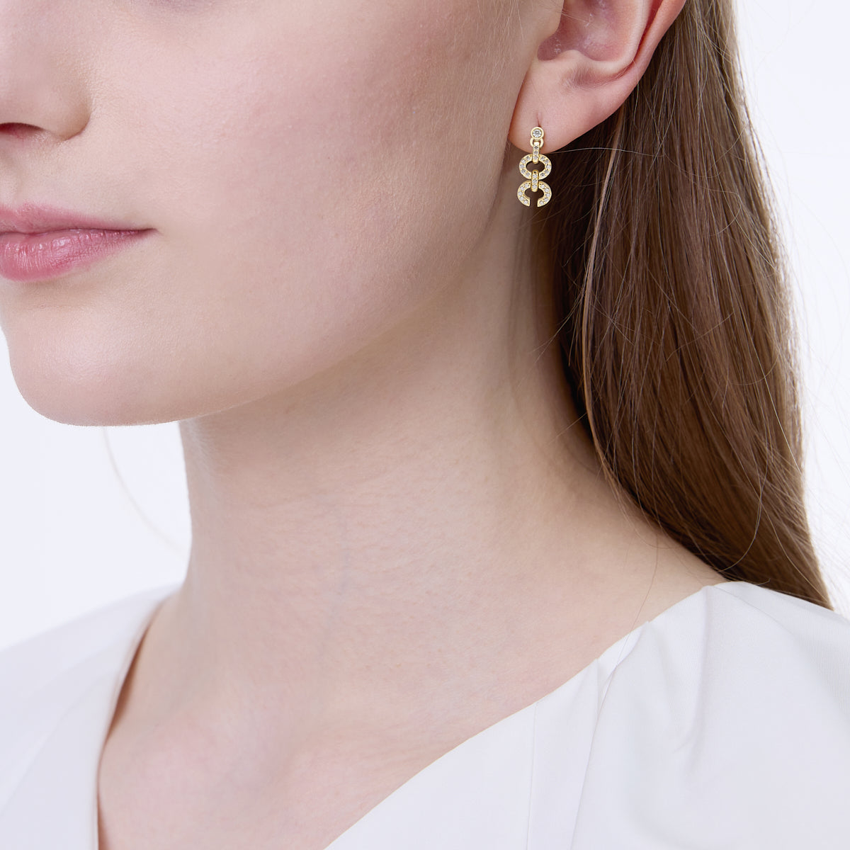 Links Large HC Logo Earring (yellow gold with melee diamonds)