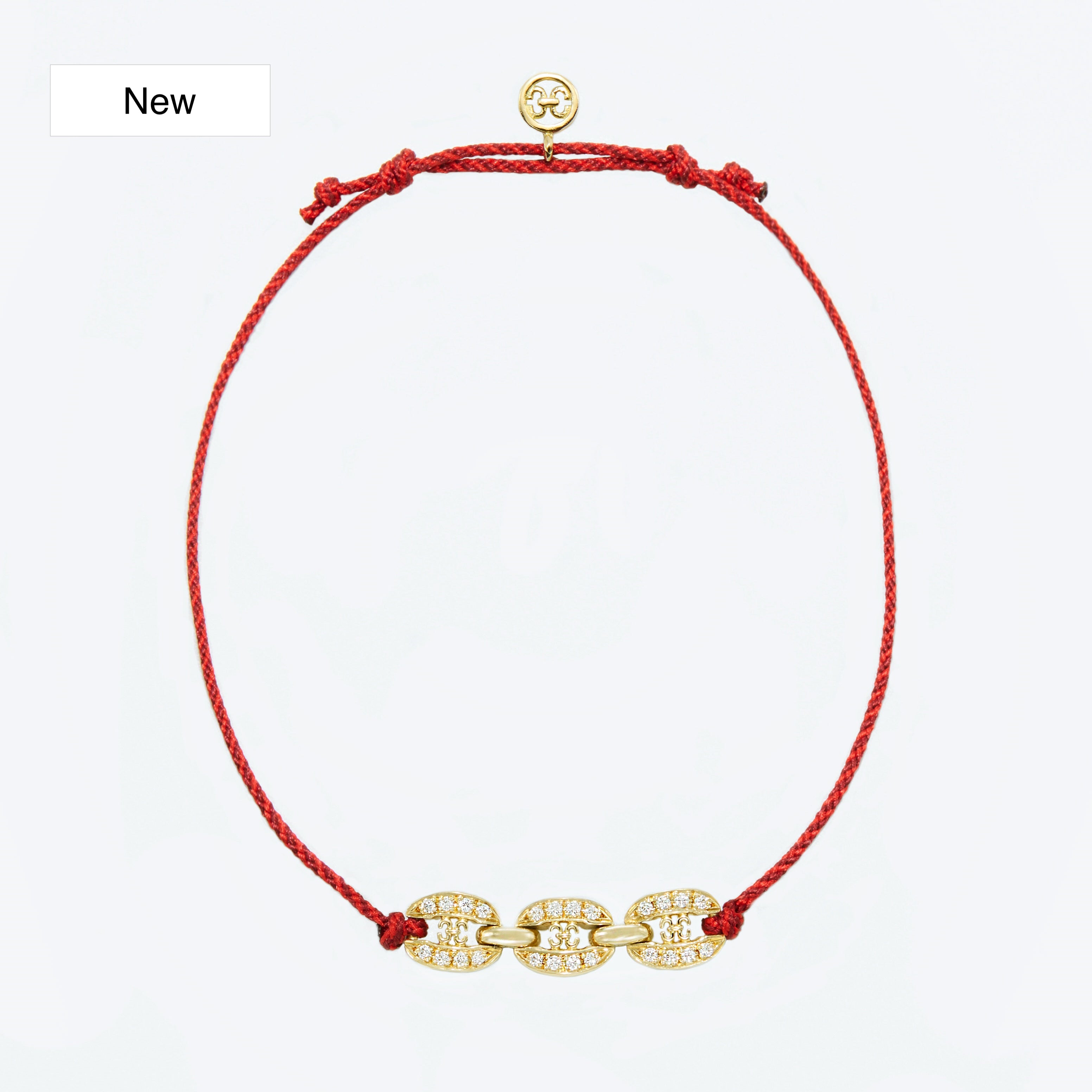 LINKS THREE LINKS SAMURAI BRAIDED CORD BRACELET(yellow gold with melee diamonds)