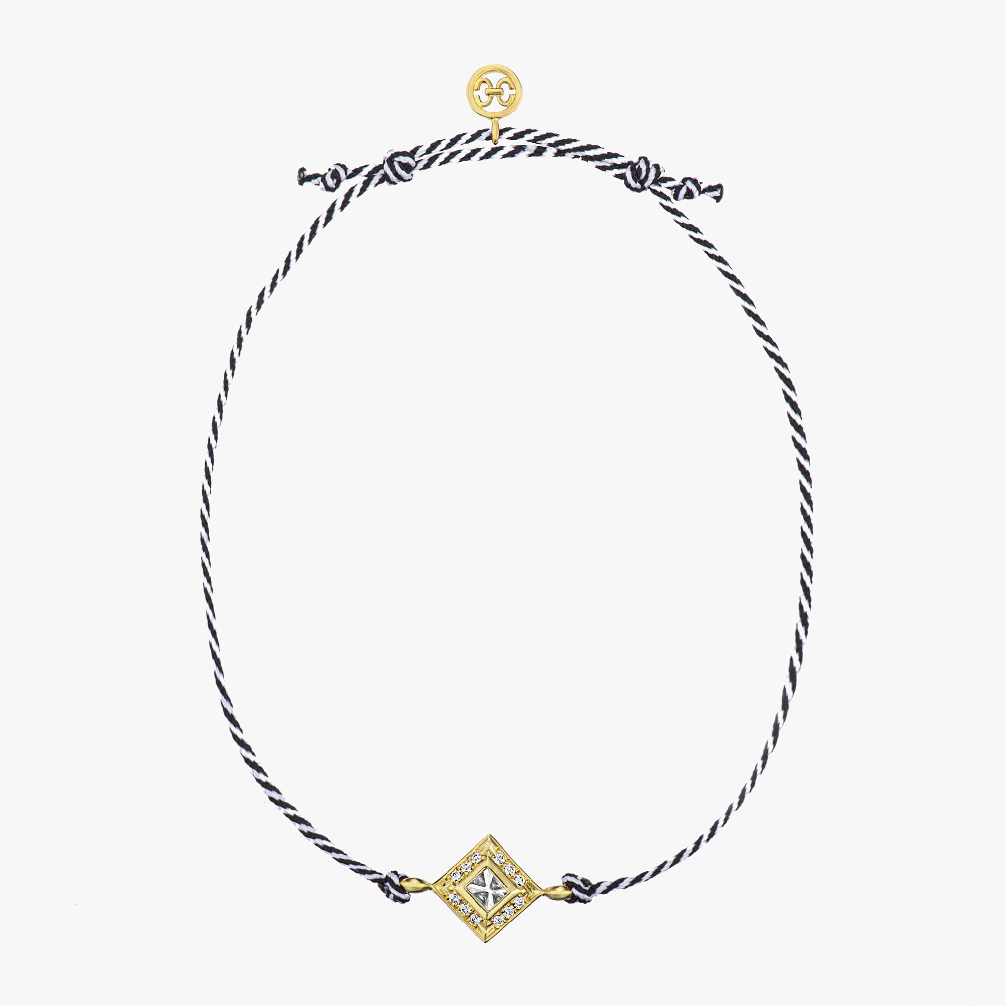 Adeve Harmony Square Samurai Braided Cord Bracelet M (yellow gold with melee diamonds)