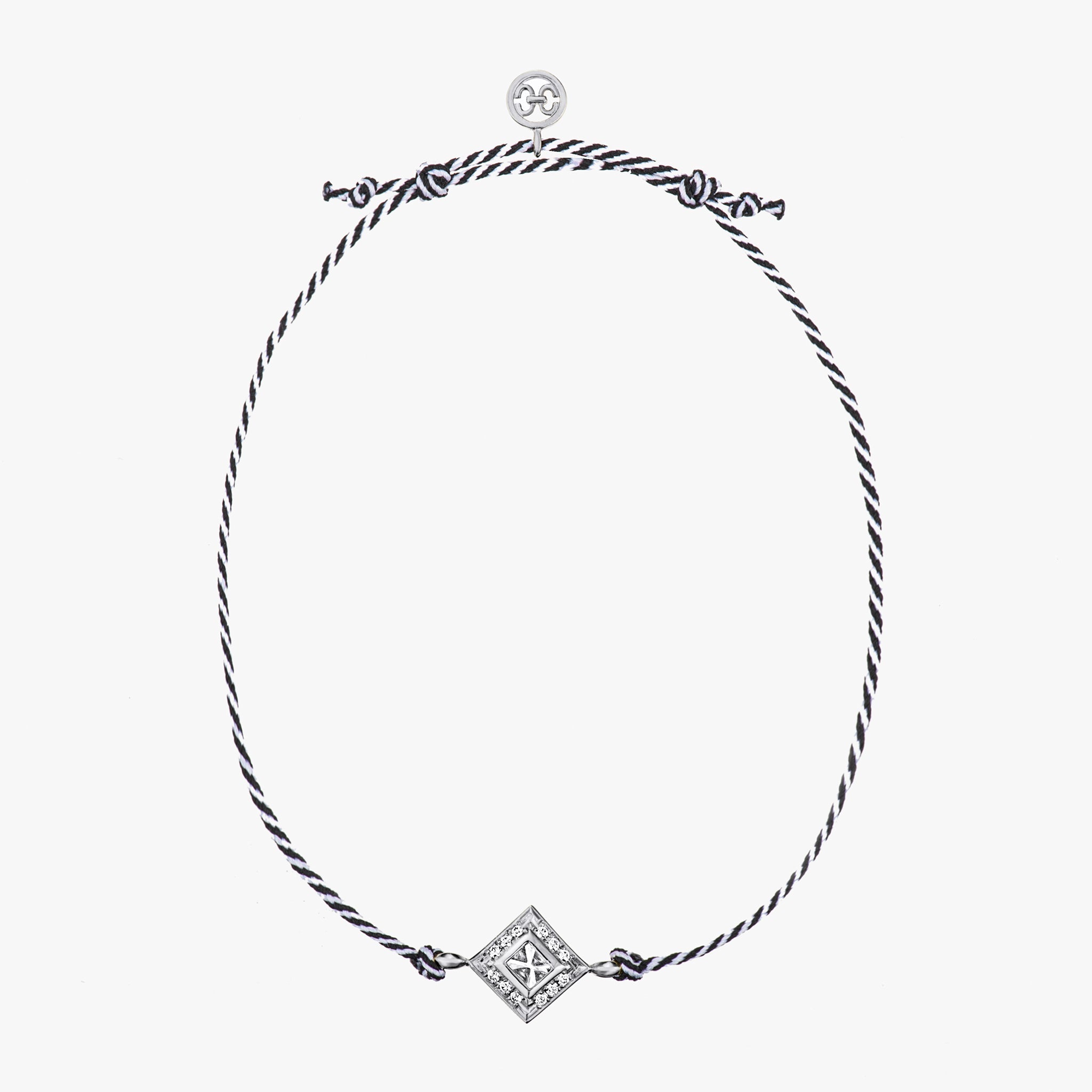 Adeve Harmony Square Samurai Braided Cord Bracelet M (white gold with melee diamonds)