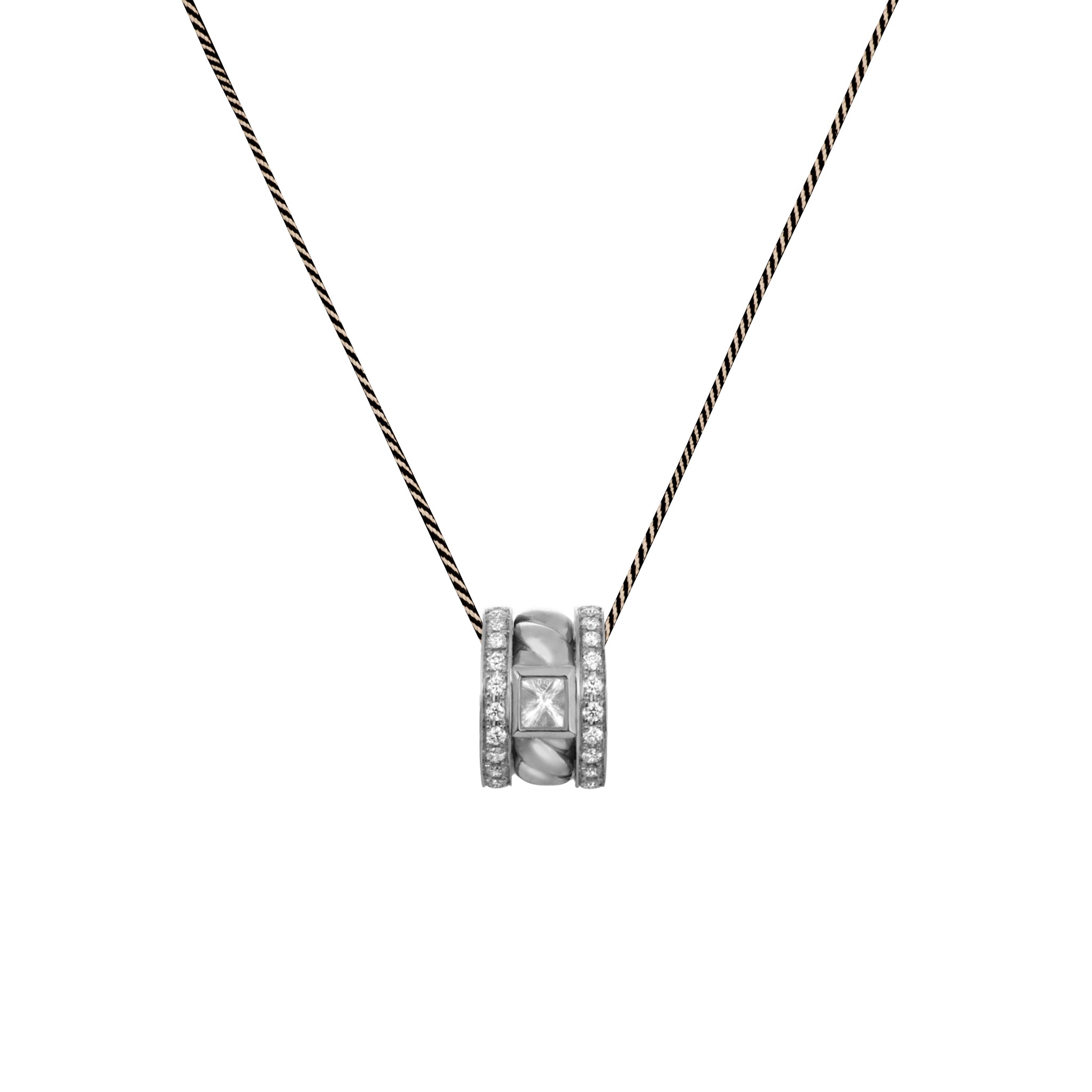 Adeve Birth Eternal Samurai Braided Cord Necklace (white gold with melee diamonds)