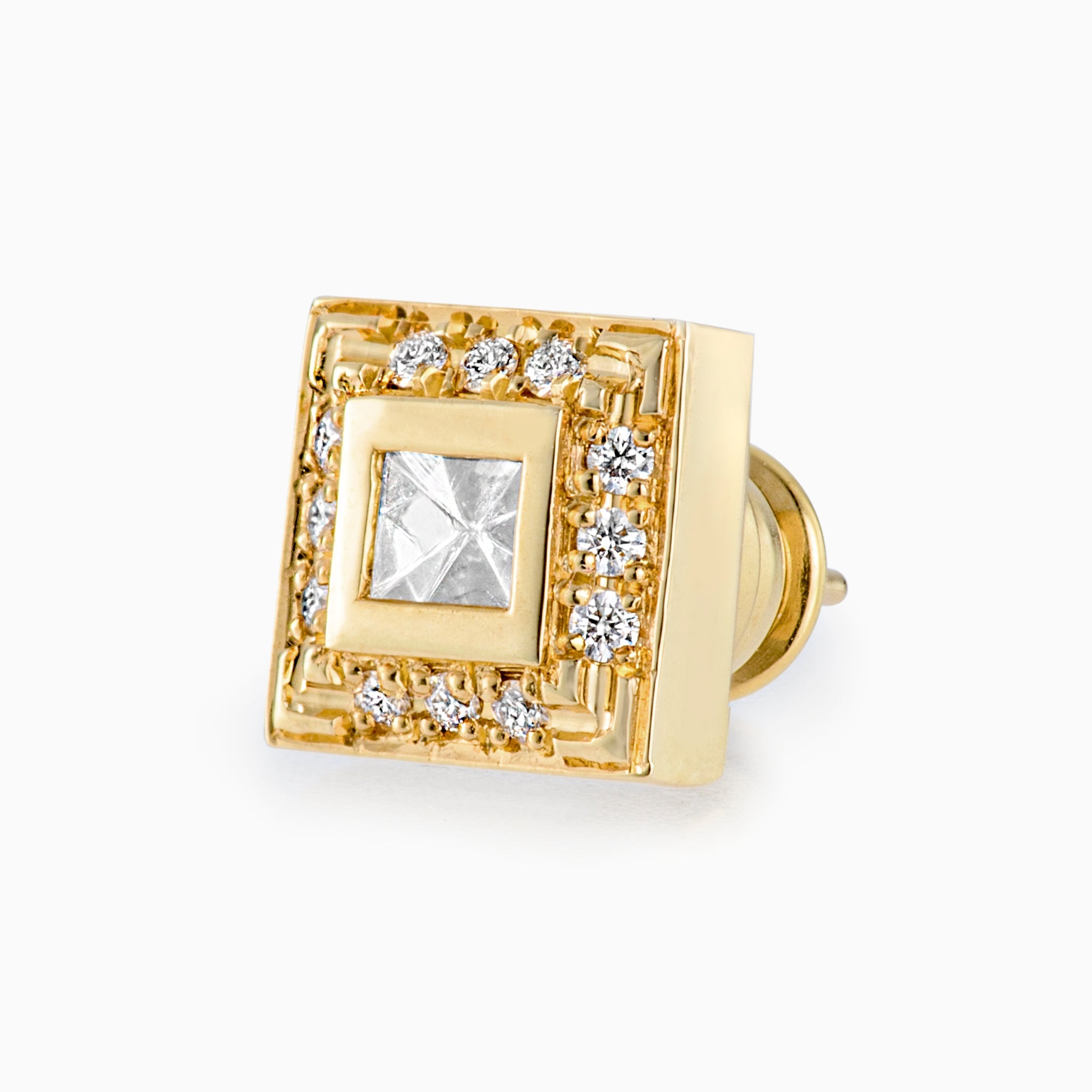 Adeve Square Earring M (yellow gold with melee diamonds)