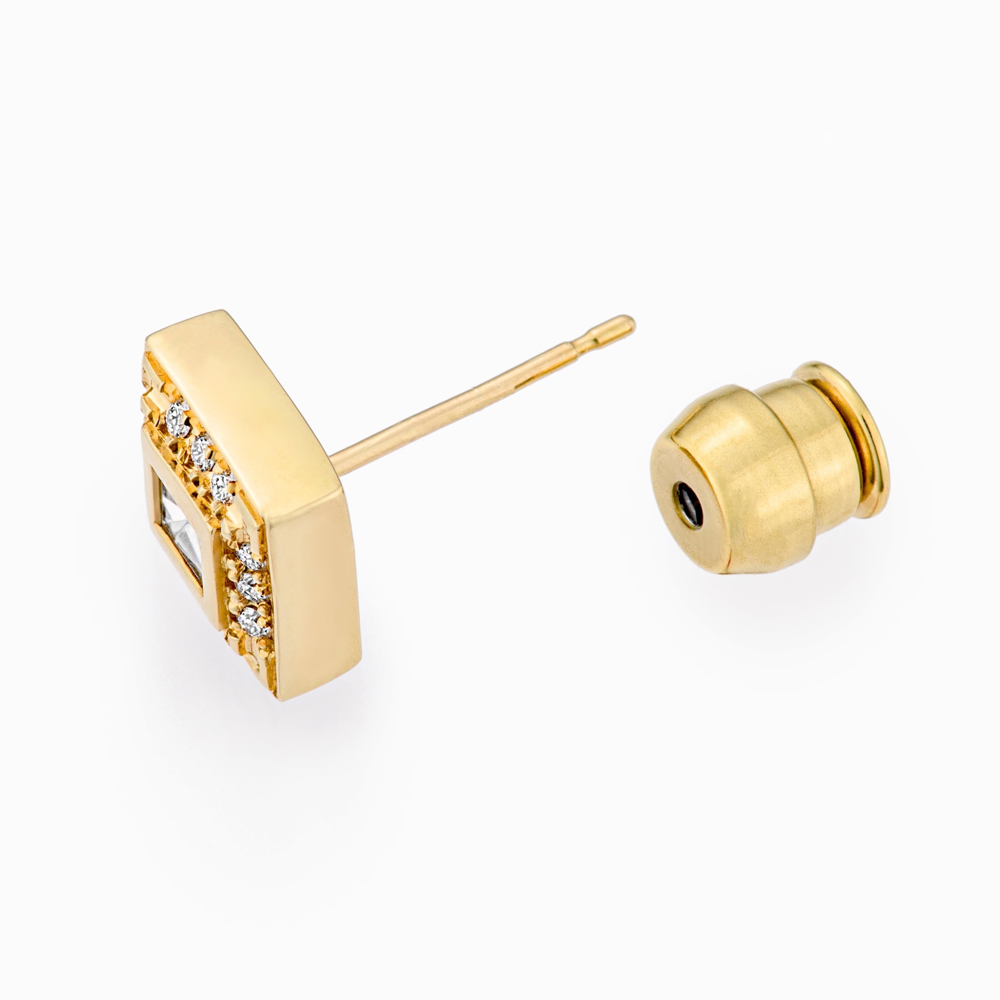 Adeve Square Earring M (yellow gold with melee diamonds)