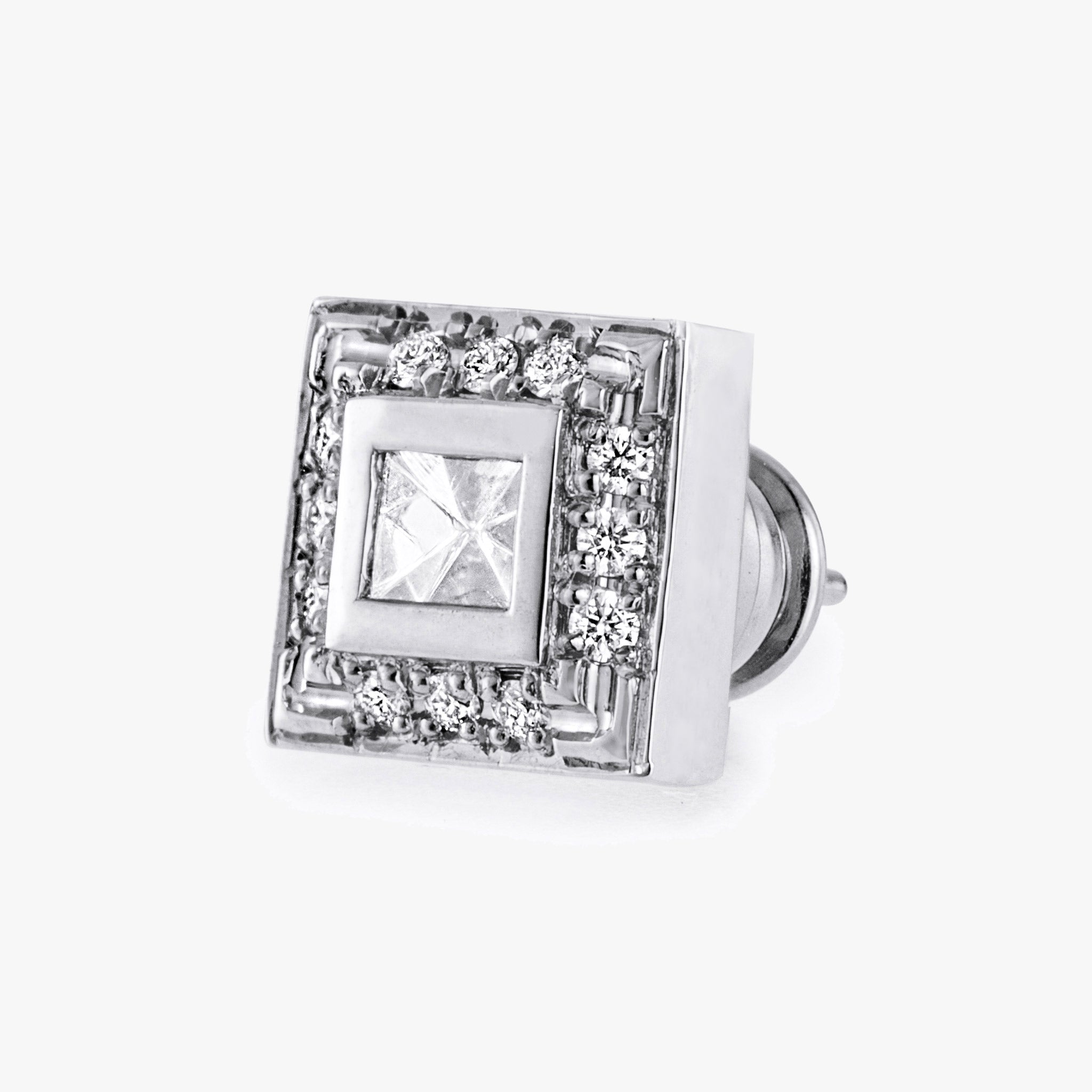 Adeve Square Earring M  (white gold with melee diamonds)