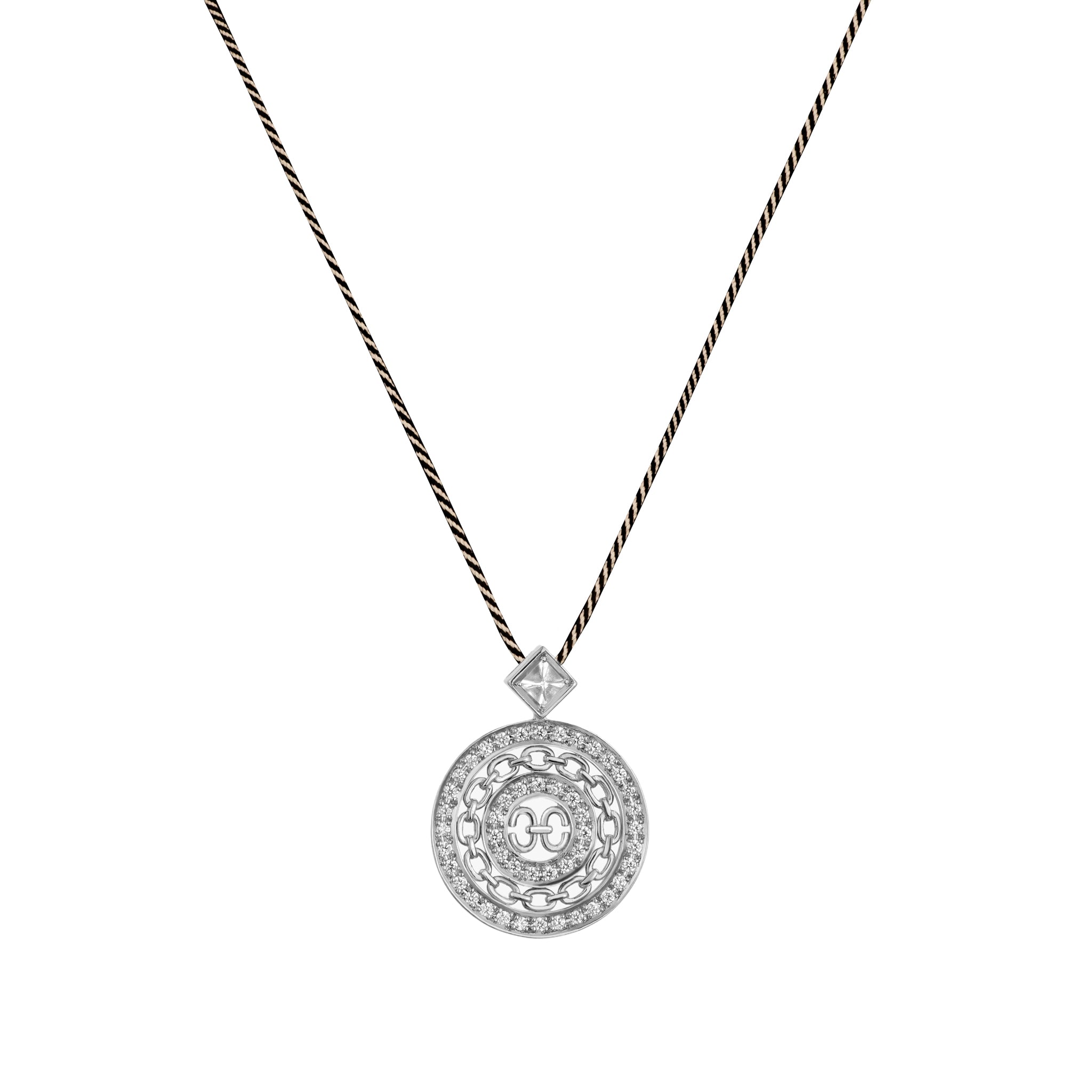 Adeve Links Timeless Samurai Braided Cord Necklace (white gold with melee diamonds)