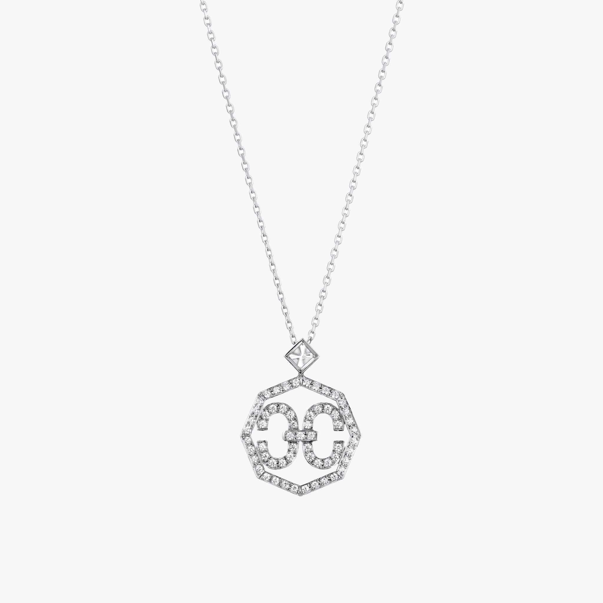 Adeve Harmony Iconic Octagon Necklace (white gold with melee diamonds)