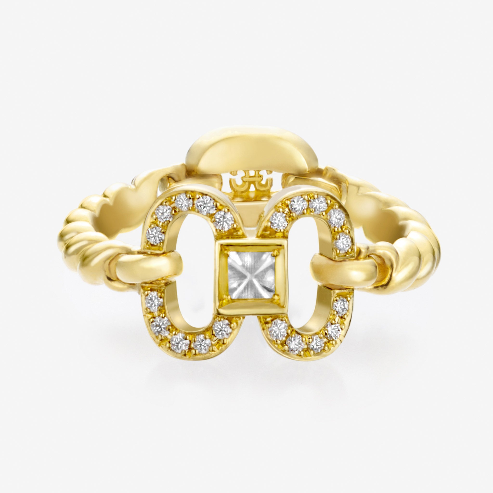 Adeve Birth Iconic Ring (yellow gold with melee diamonds)