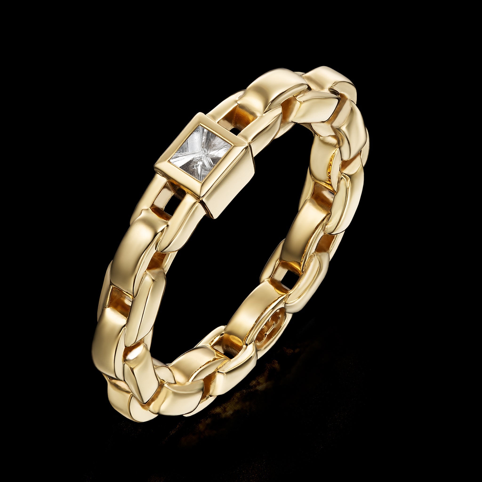 Adeve Links Three Sided Ring (yellow gold)