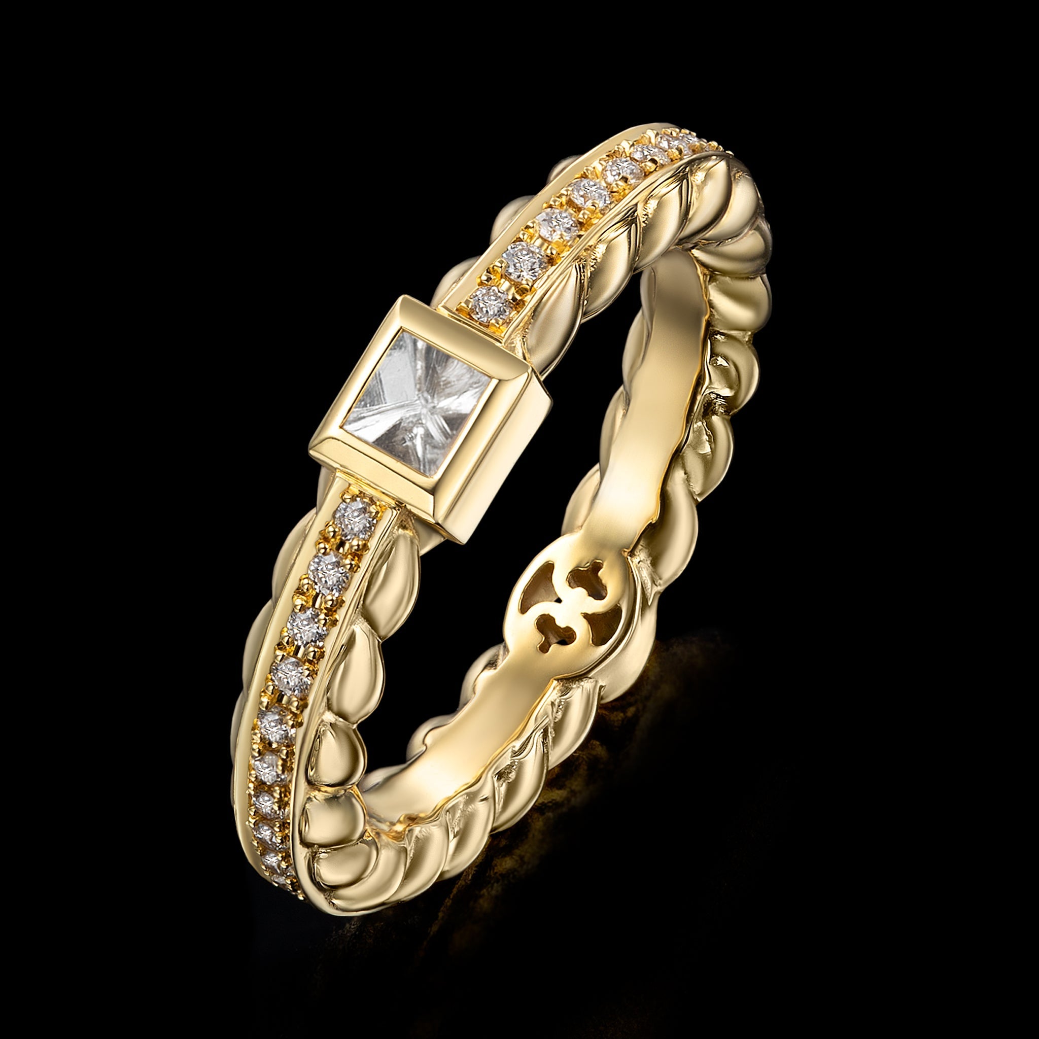 Adeve Birth Narrow Ring (yellow gold with diamonds)