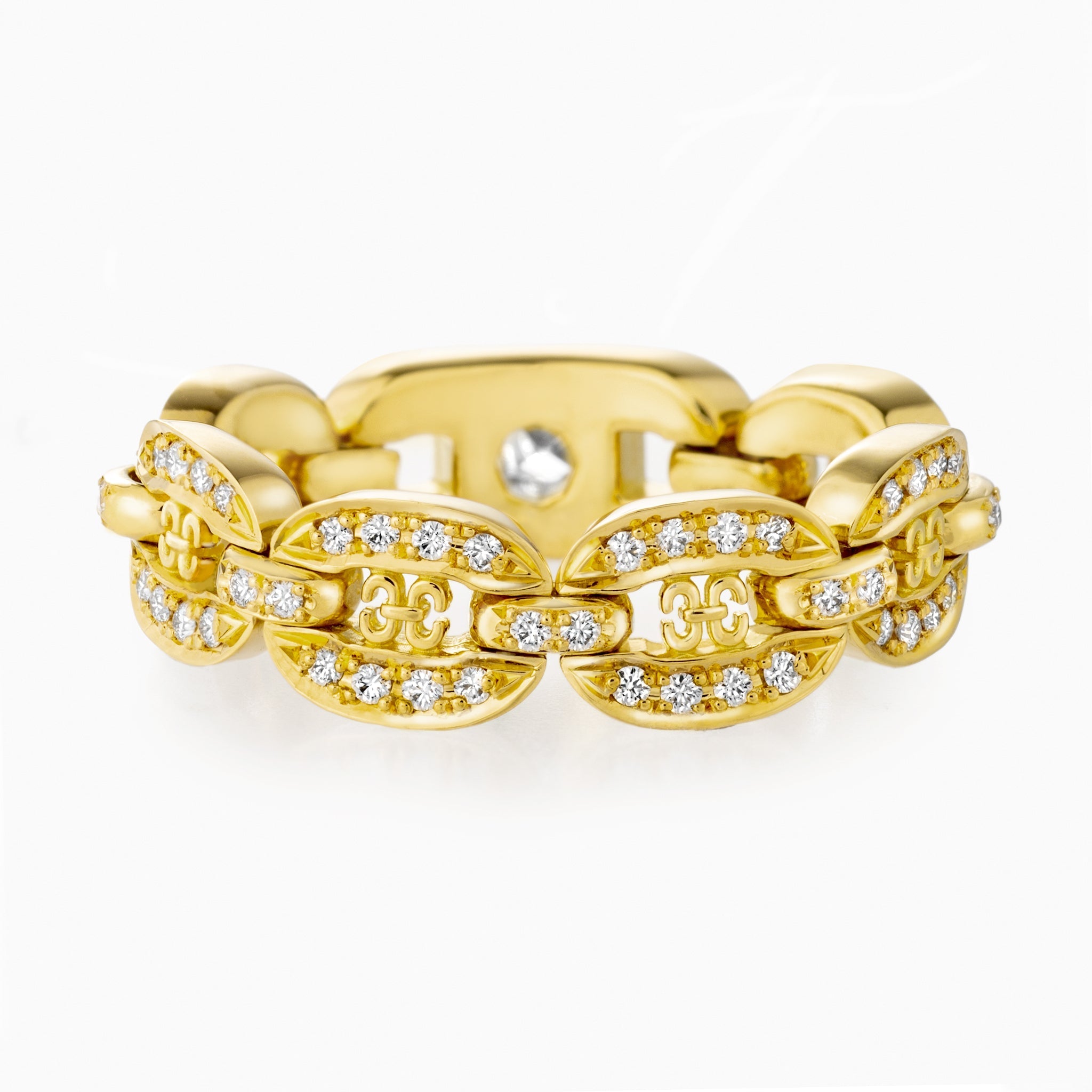 Adeve Links Chain Ring (yellow gold with melee diamonds)