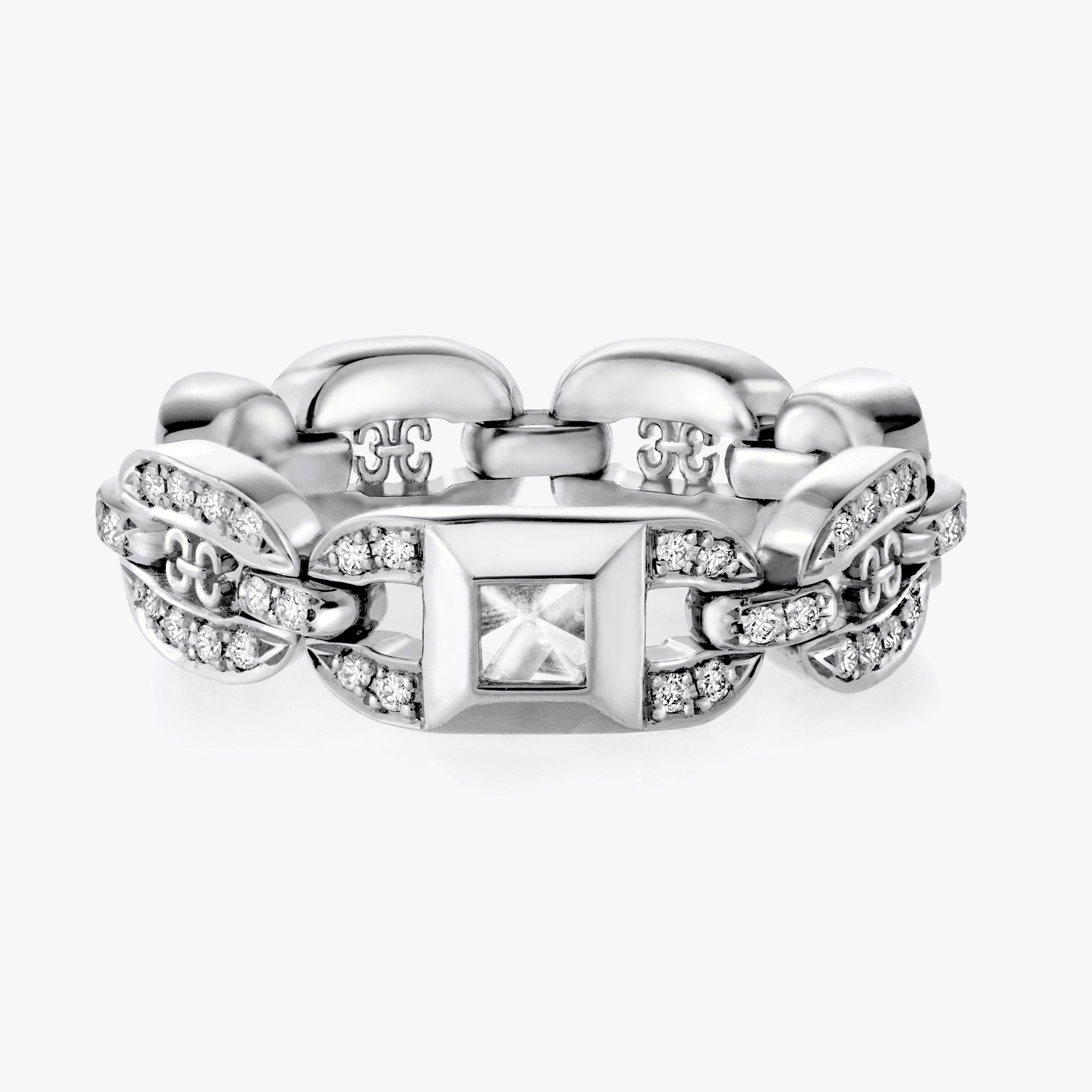 Adeve Links Chain Ring (white gold with melee diamonds)