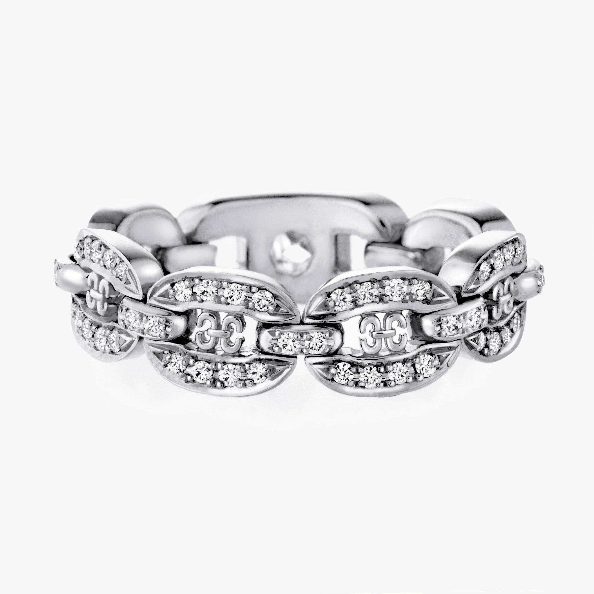 Adeve Links Chain Ring (white gold with melee diamonds)