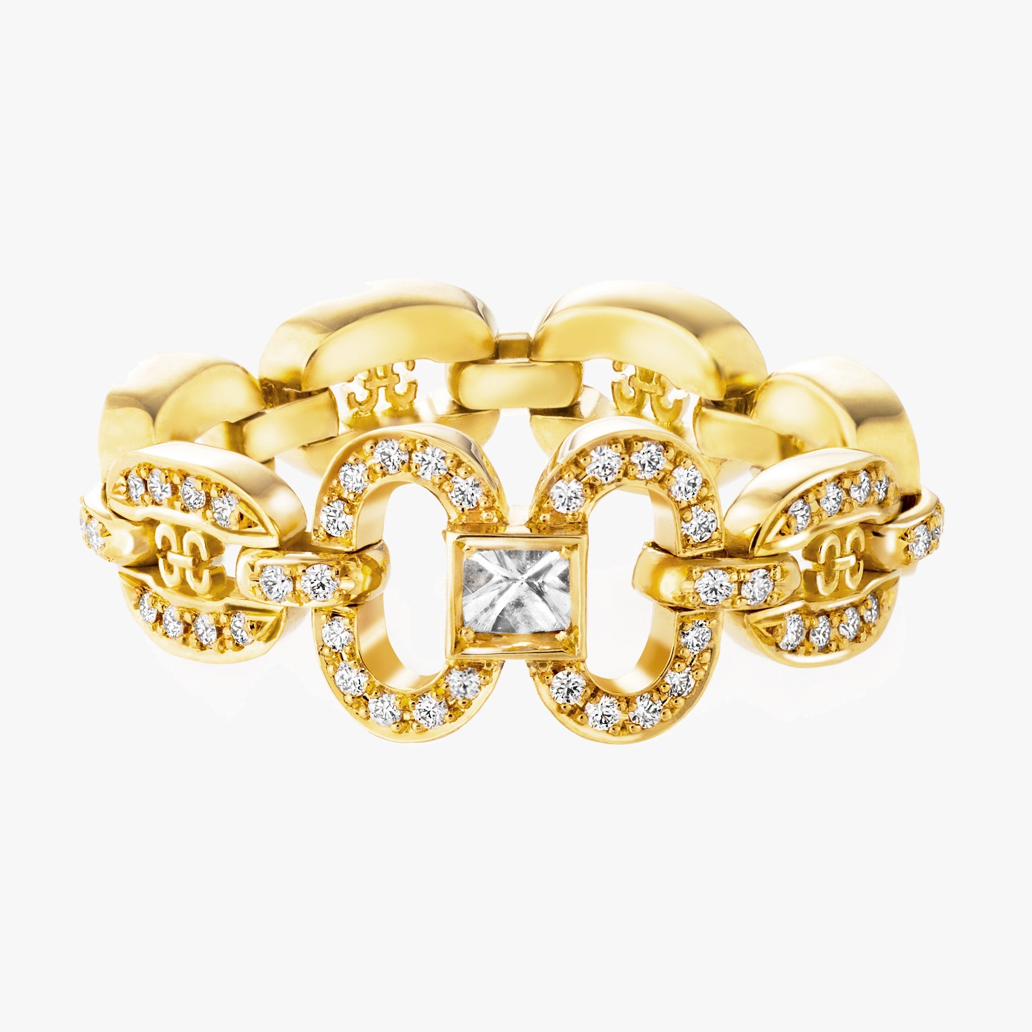 Adeve Links Iconic Ring (yellow gold with melee diamonds)