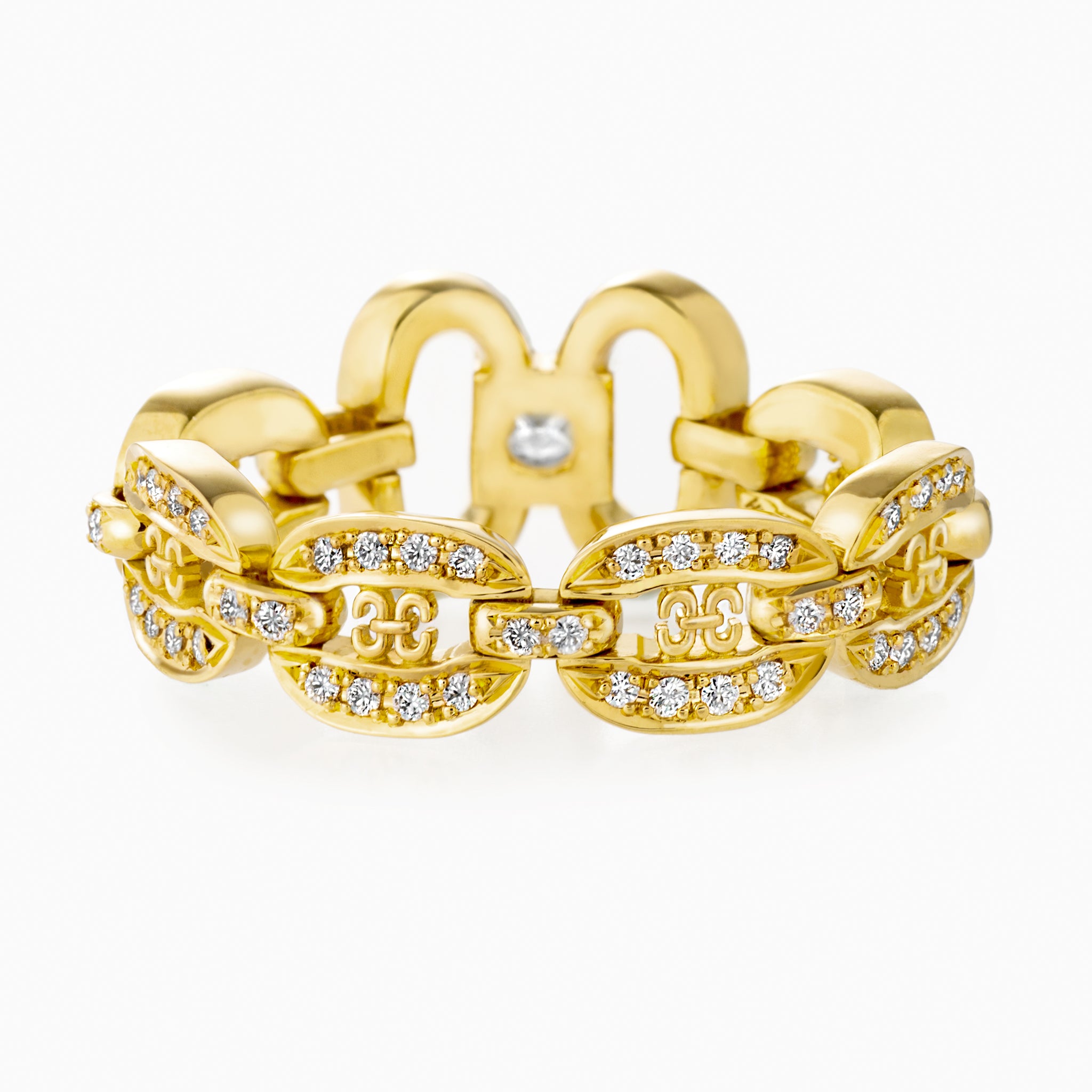 Adeve Links Iconic Ring (yellow gold with melee diamonds)