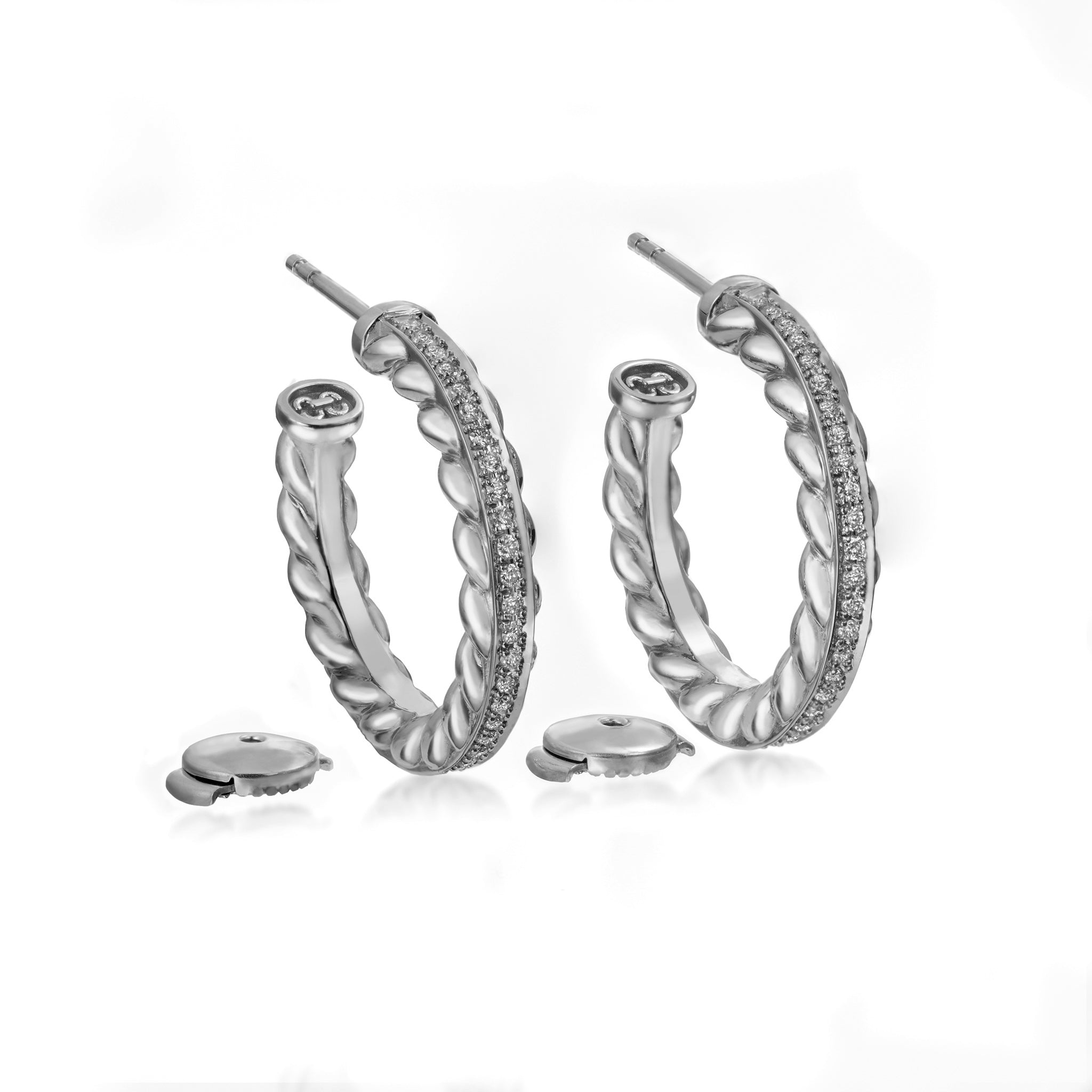 Birth Narrow Earrings (white gold with diamonds)