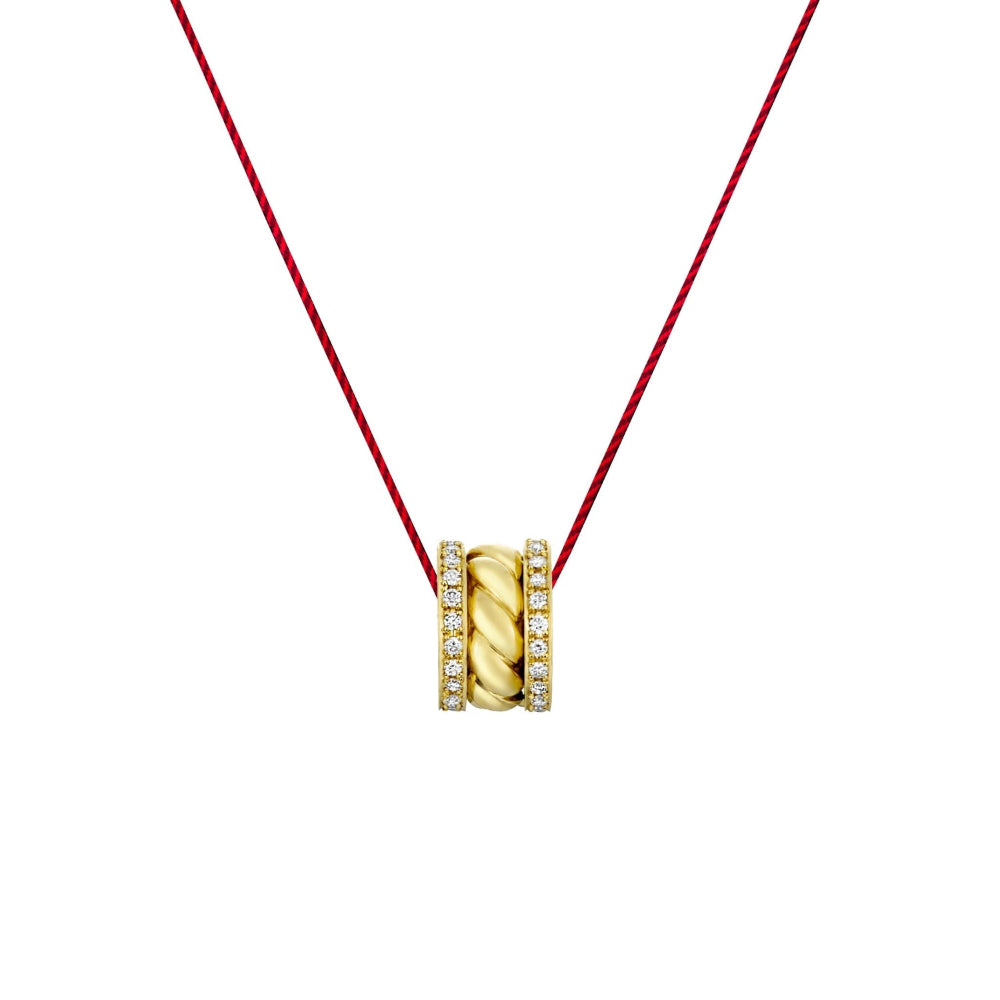 Birth Eternal Samurai Braided Cord Necklace (yellow gold with melee diamonds)