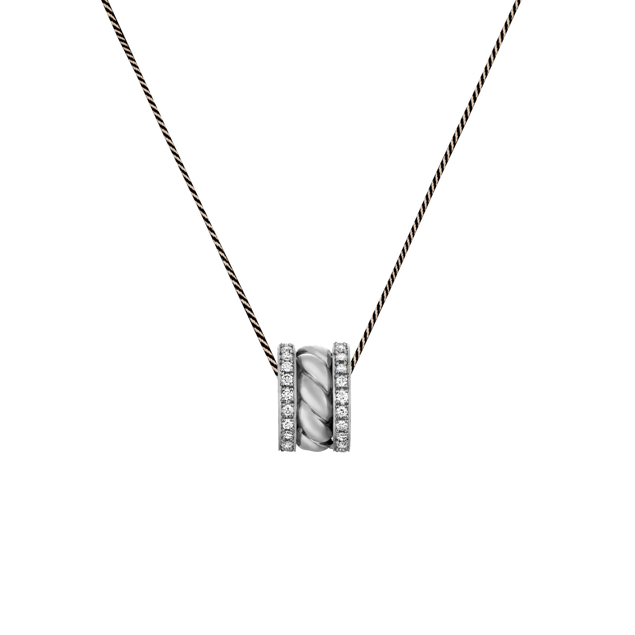 Birth Eternal Samurai Braided Cord Necklace (white gold with melee diamonds)