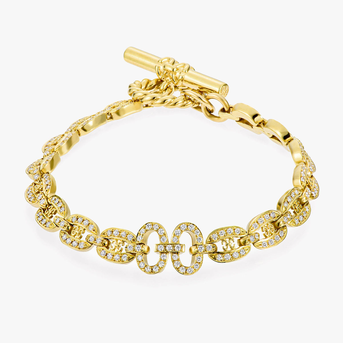 Links Chain Bracelet (yellow gold with diamonds)