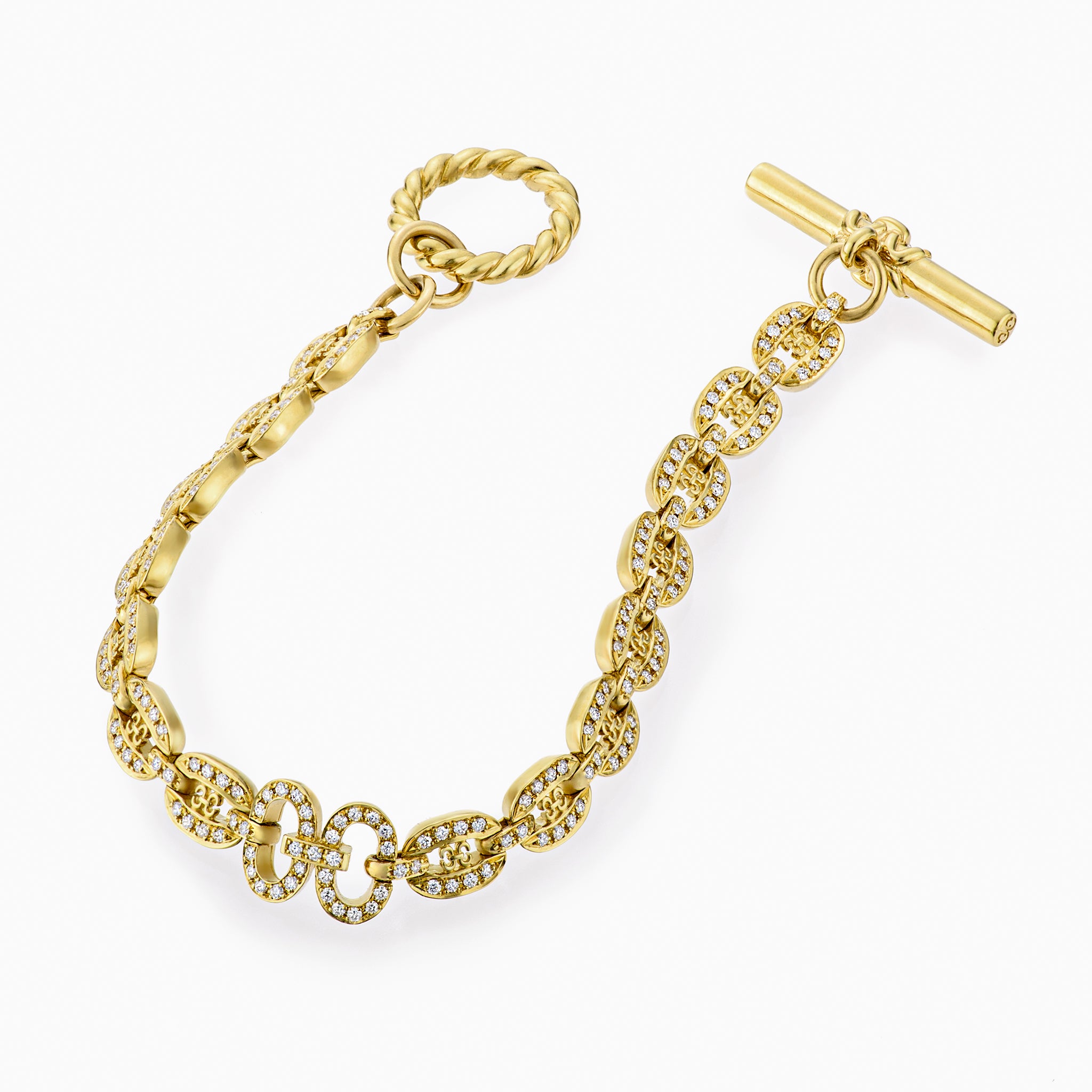 Links Chain Bracelet (yellow gold with diamonds)