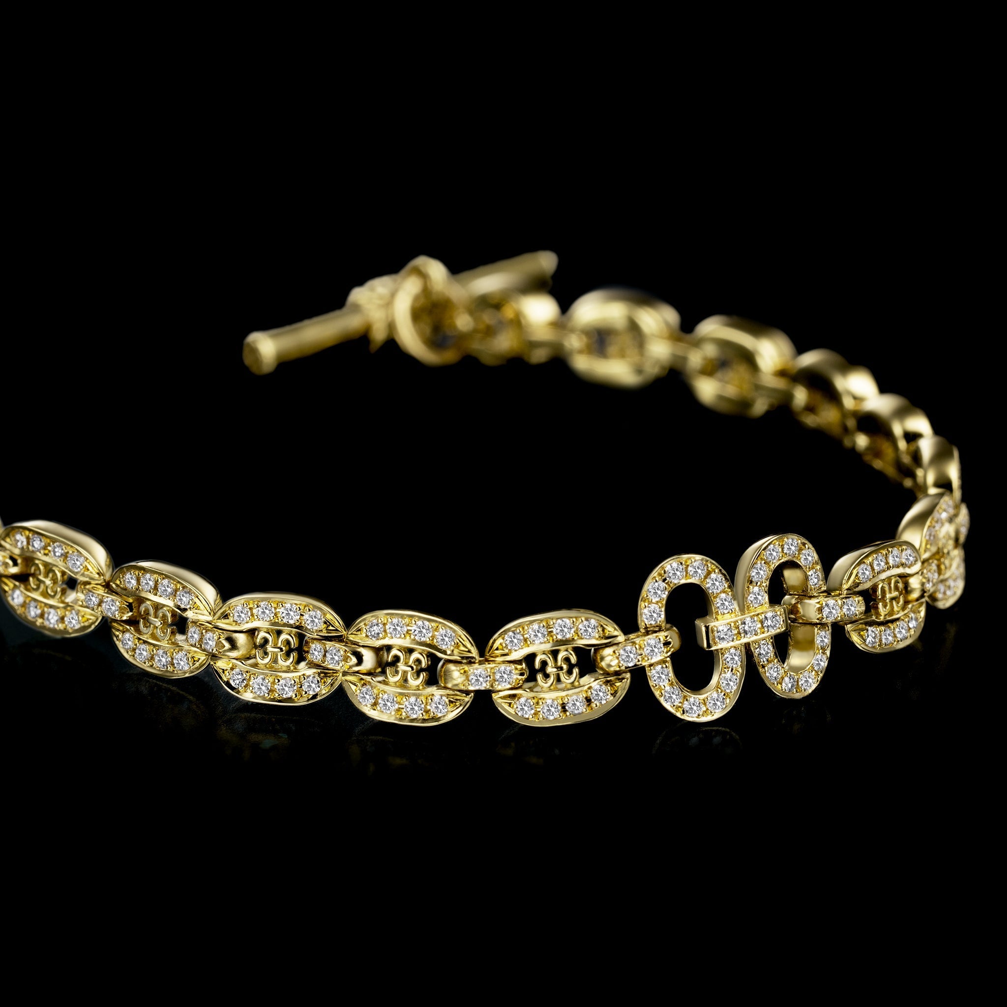 Links Chain Bracelet (yellow gold with diamonds)