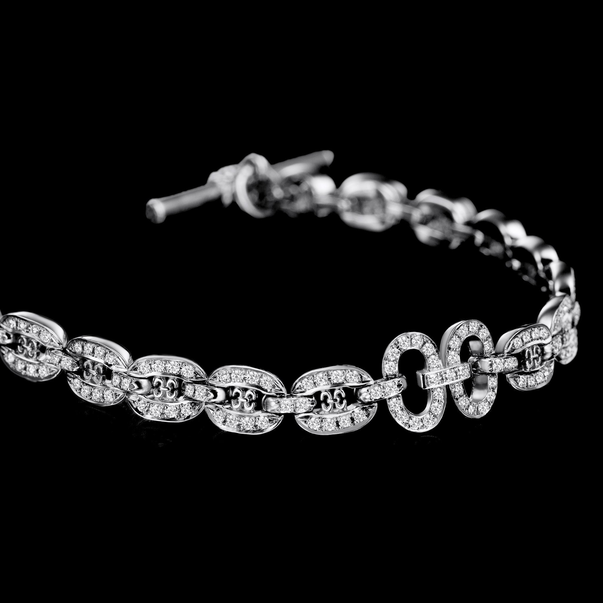 Links Chain Bracelet (white gold with diamonds)