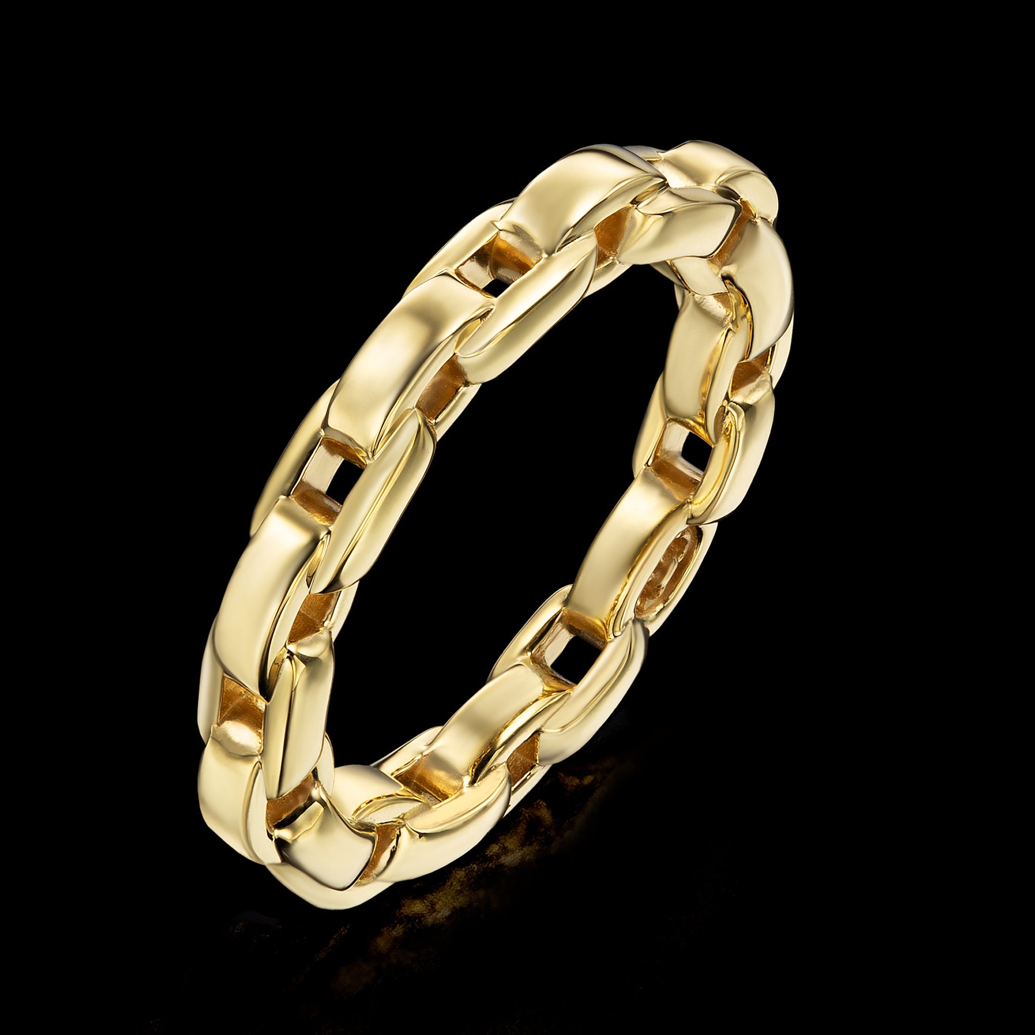 Links Three Side Chain Ring (yellow gold)