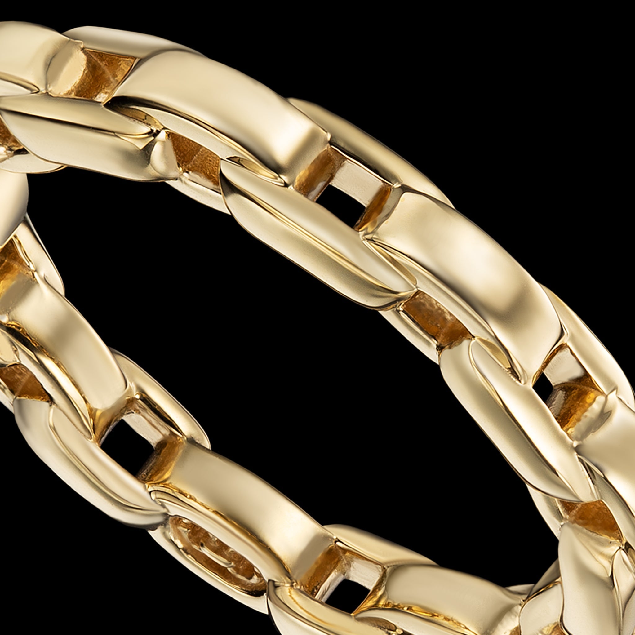 Links Three Side Chain Ring (yellow gold)